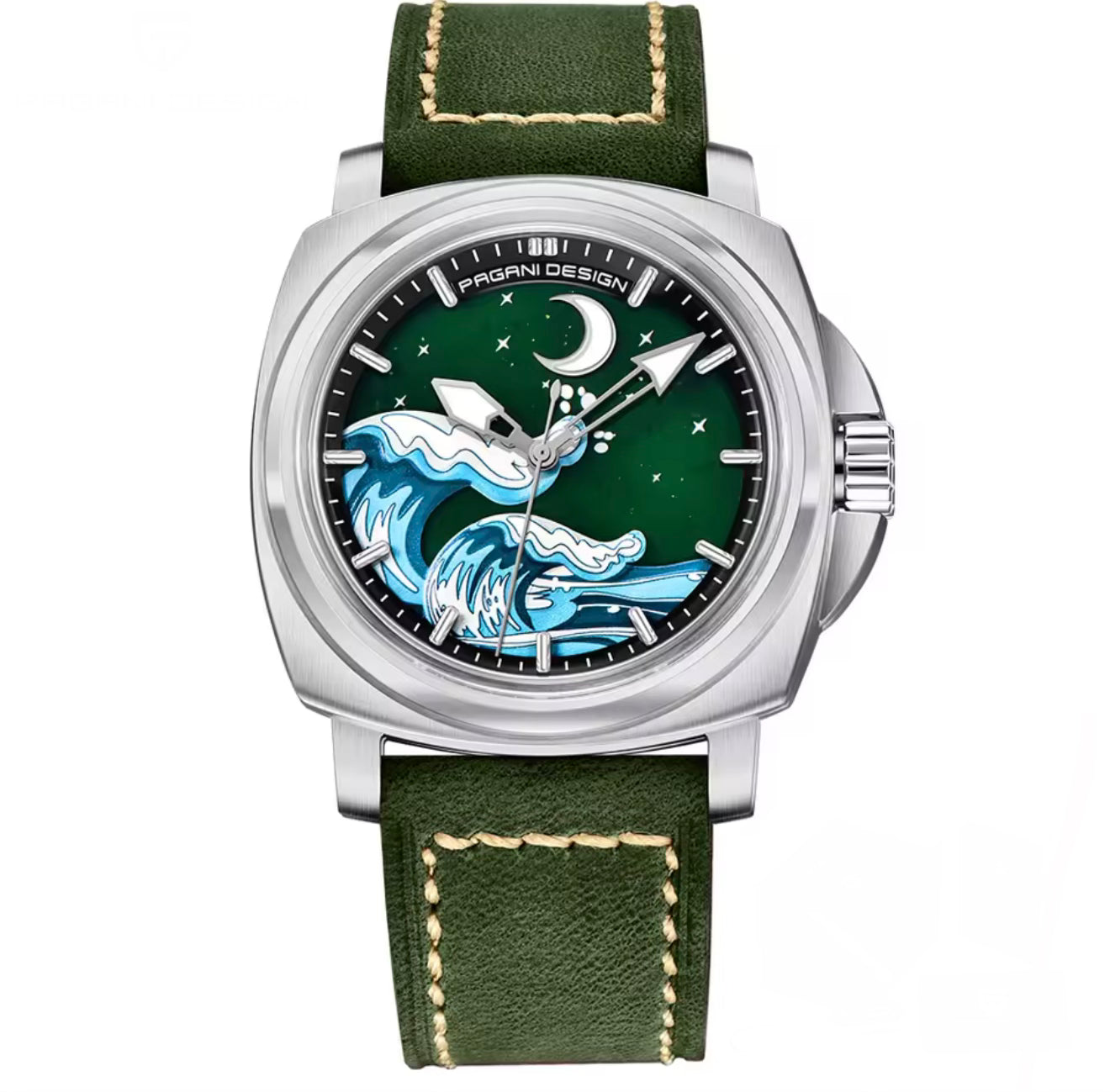 Pagani Design PDYS014 Green Silver | Submersible Ocean | Automatic NH35 Watch – Sapphire Crystal | 43mm Mechanical Luxury Men’s Watch | 100M Waterproof