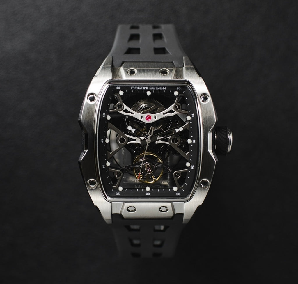 Pagani Design PDys018 Tonneau Skeleton Silver Black 42mm Automatic – Sapphire Crystal | Flywheel | 36H Power Reserve