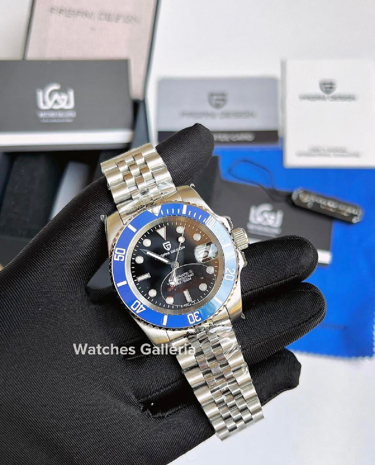Pagani Design PD1661 Submariner (Smurf Black) Automatic Dive Watch 40mm Sapphire Crystal Ceramic Bezel Smurf Black