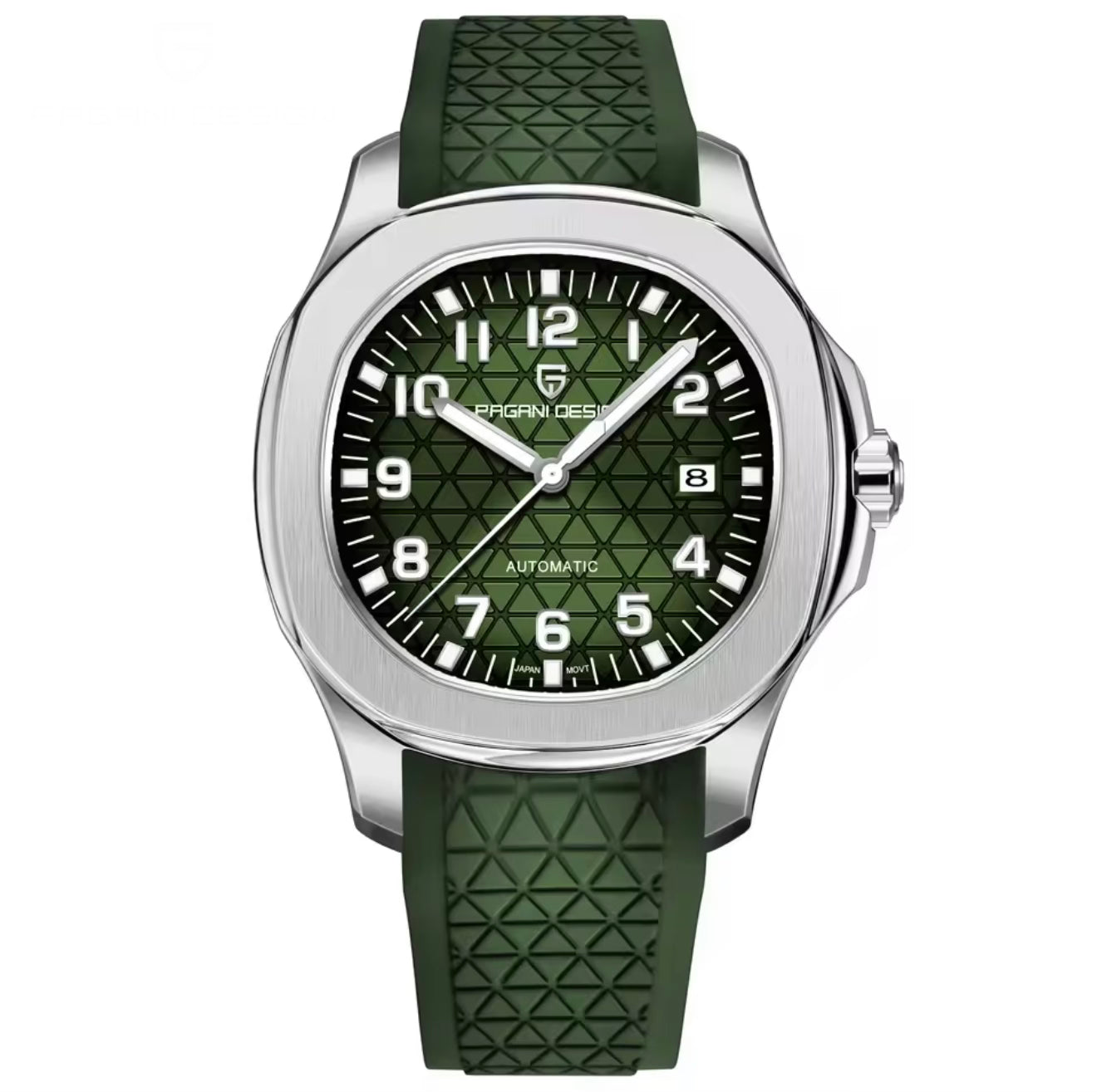 Pagani Design PD-YS031 Green Silver Luxury Automatic Watch | Miyota 8215 | Sapphire Crystal | 100M Water Resistant