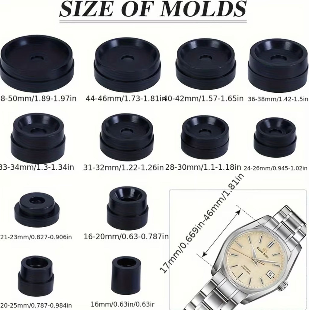 Watch Press Set, Watch Back Case Closing Tool with Fitting Dies for Watchmakers and Repair