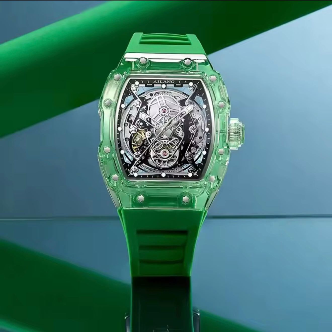 Ailang 8109 Skeleton Watch for Men White Blue Automatic Mechanical Watch Original Ailang Watch Pakistan