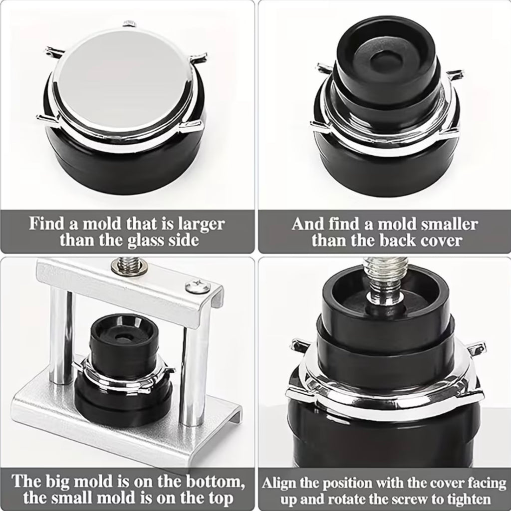 Watch Press Set, Watch Back Case Closing Tool with Fitting Dies for Watchmakers and Repair