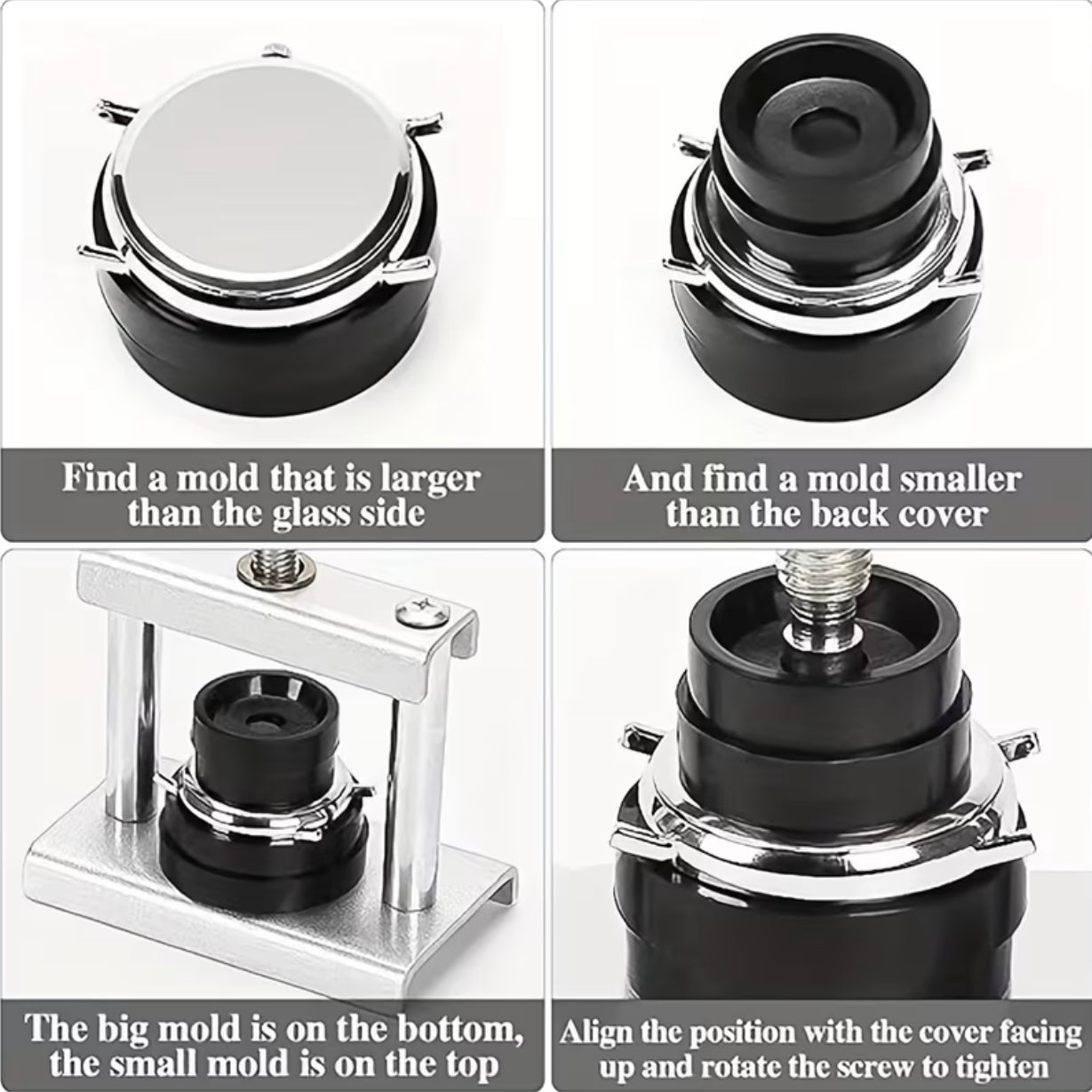 Watch Press Set, Watch Back Case Closing Tool with Fitting Dies for Watchmakers and Repair