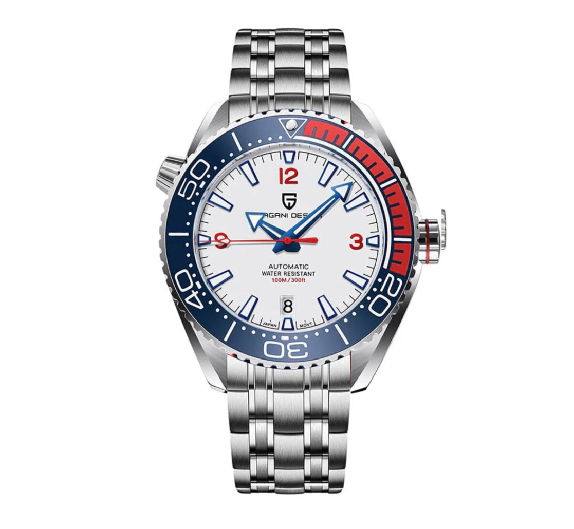 Pagani Design PD1679 Sea Master Planet Ocean Automatic Watch Blue White – Seiko NH35A / Miyota 8215, Sapphire Glass, Ceramic Bezel, 100M Waterproof Diver Luxury Watch
