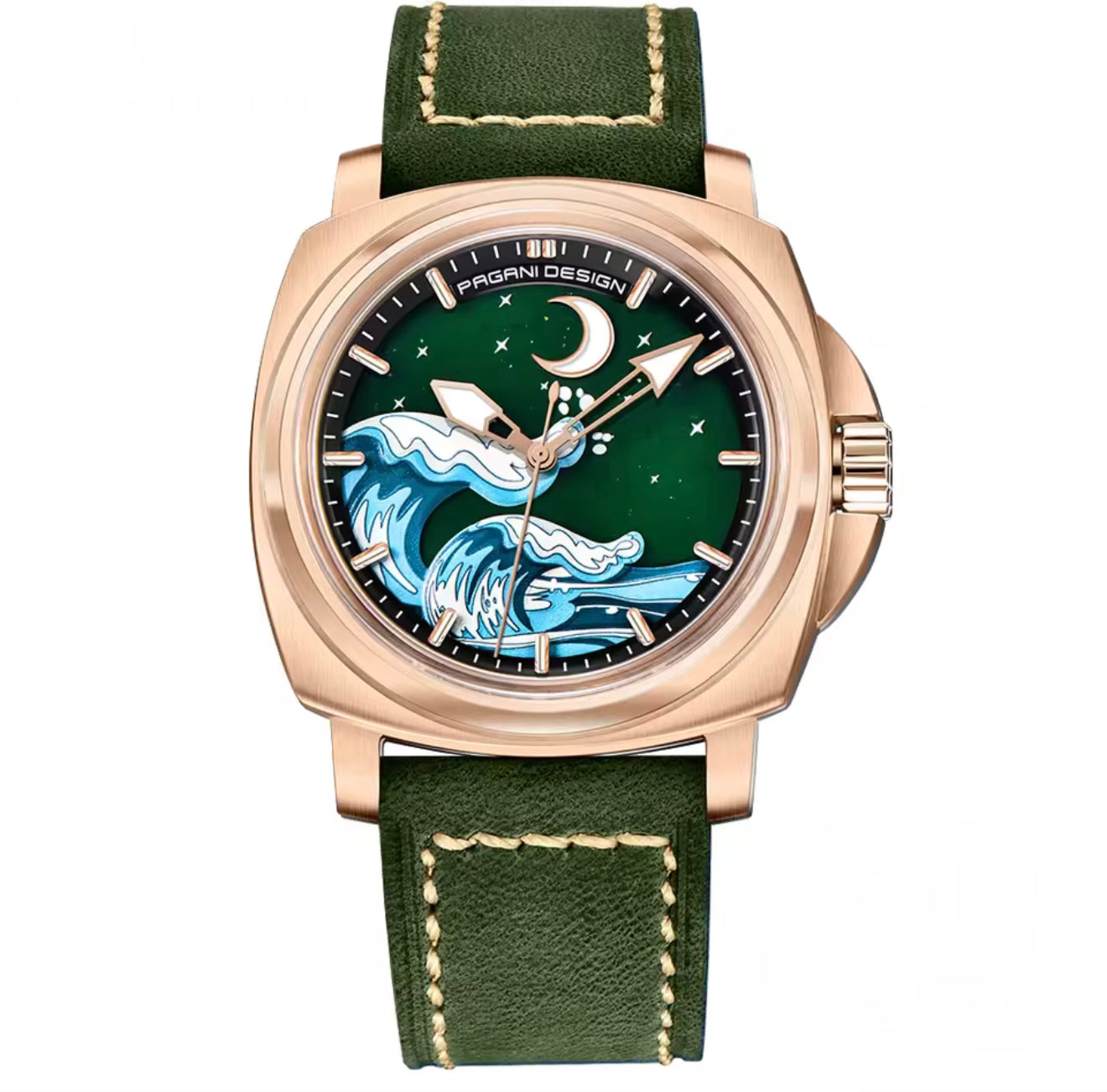 Pagani Design PDYS014 Green Rose Gold | Submersible Ocean | Automatic NH35 Watch – Sapphire Crystal | 43mm Mechanical Luxury Men’s Watch | 100M Waterproof
