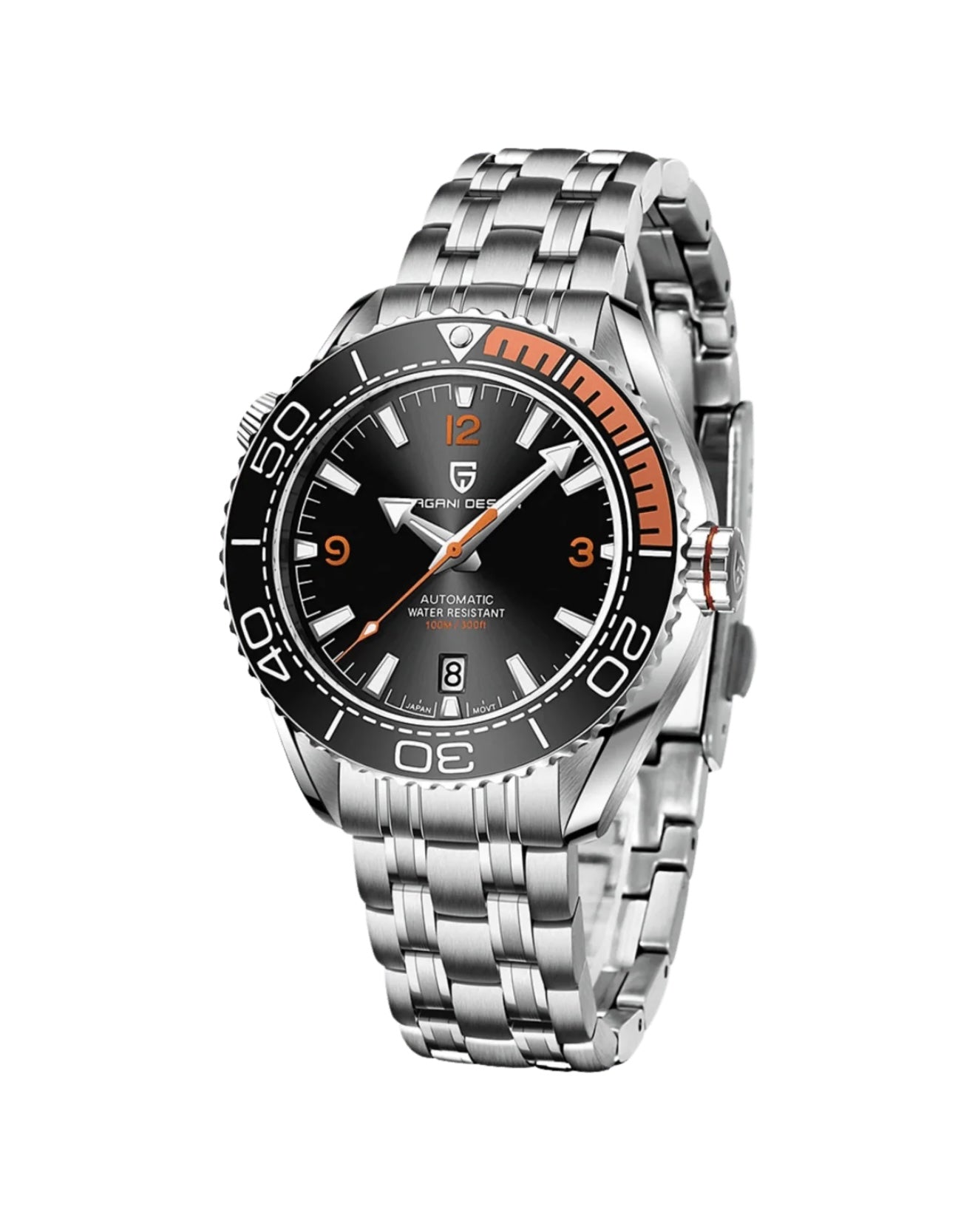 Pagani Design PD1679 Sea Master Planet Ocean Black Orange Automatic Watch – NH35A/Miyota 8215 Japan Movement, Sapphire Crystal, Ceramic Bezel, 100M Water Resistant, Stainless Steel Diver Watch “Discontinued”