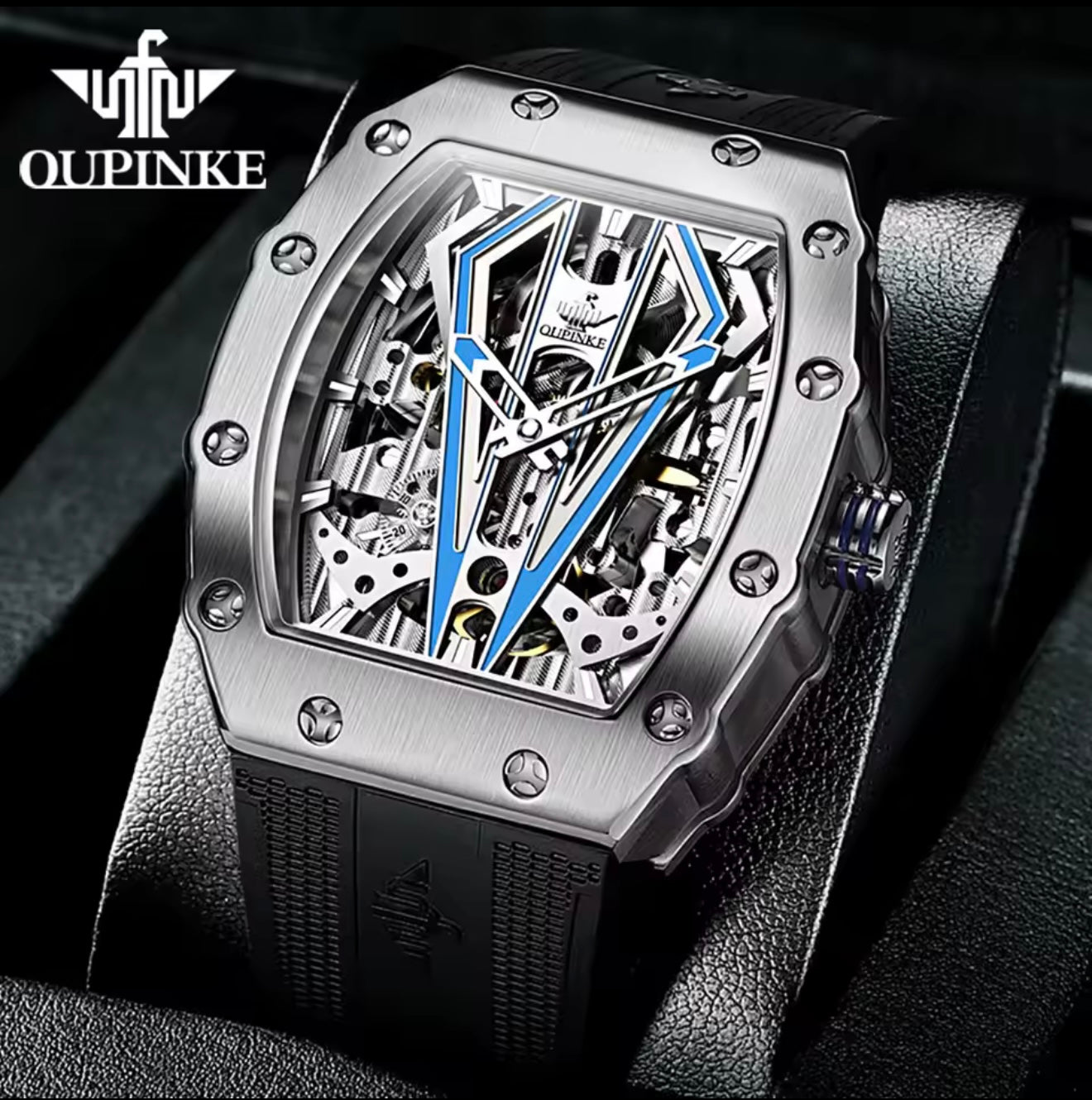 Oupinke Tonneau Skeleton Automatic (Silver/Blue) Oupinke3179