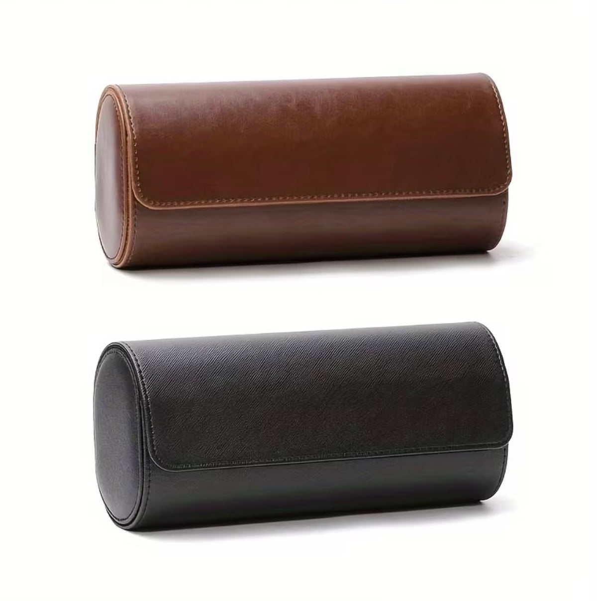 Watch Travel Roll Box 3 Slots Handmade Leather | Brown Watch Storage Case with Velvet Interior & Removable Cushions