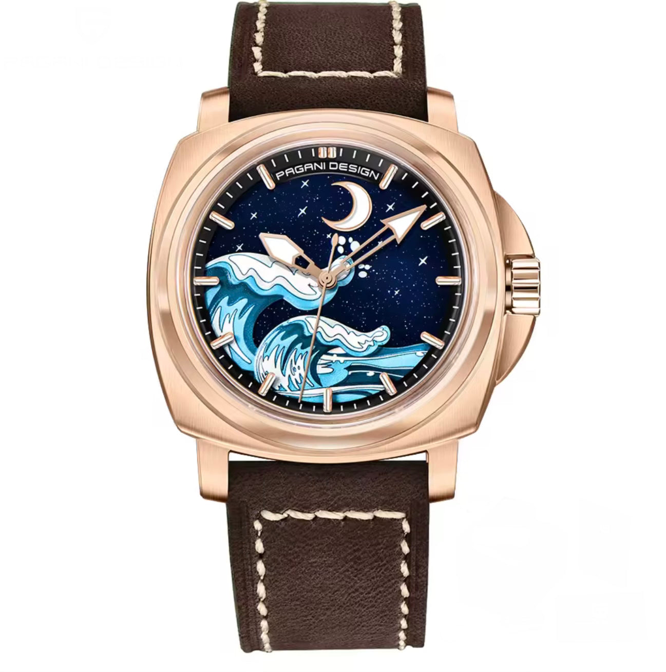 Pagani Design PDYS014 Brown Rose Gold | Submersible Ocean | Automatic NH35 Watch – Sapphire Crystal | 43mm Mechanical Luxury Men’s Watch | 100M Waterproof