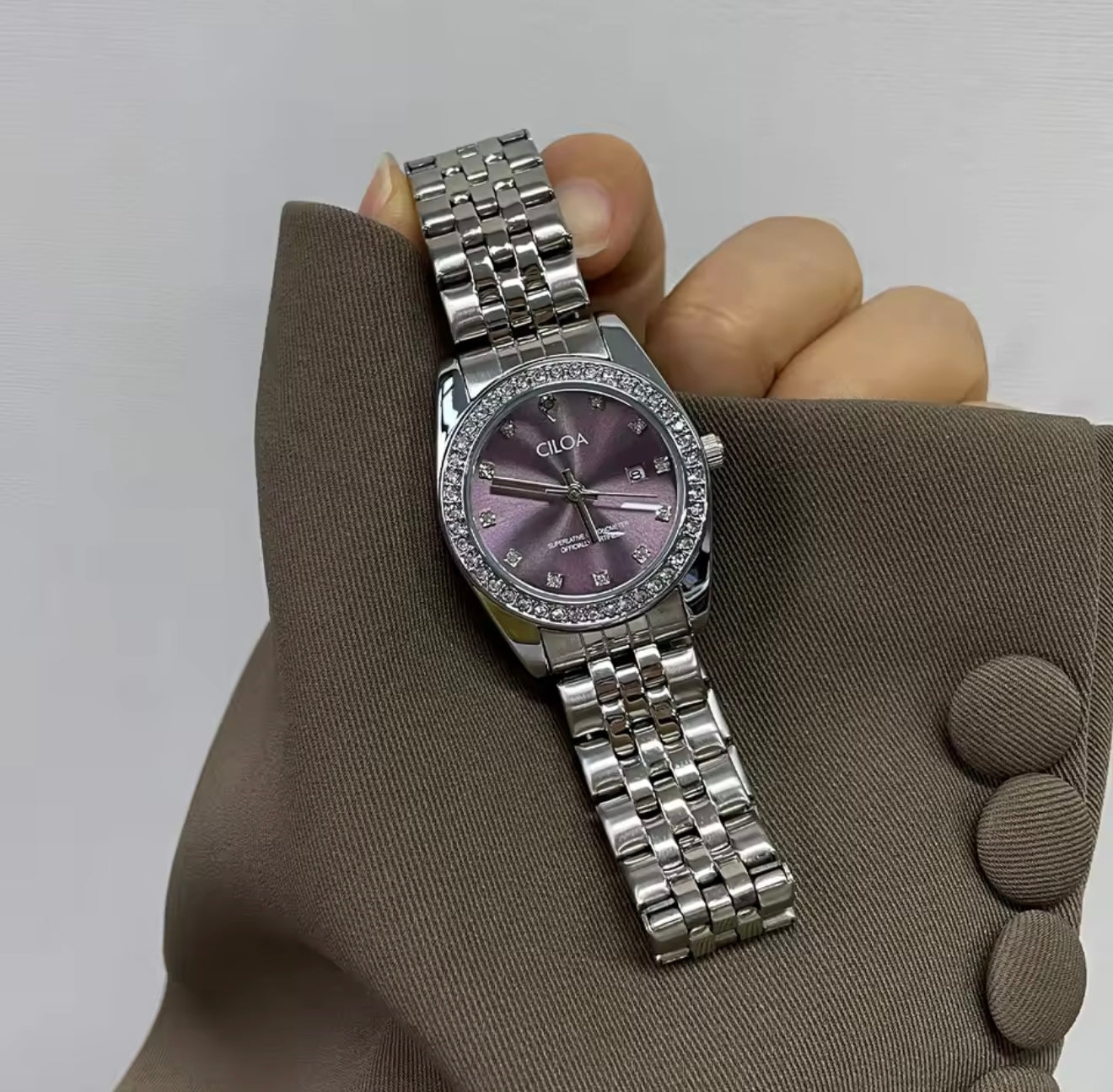 Ciloa 602 Datejust Ladies Watch Quartz (Purple) Ciloa Watch Pakistan