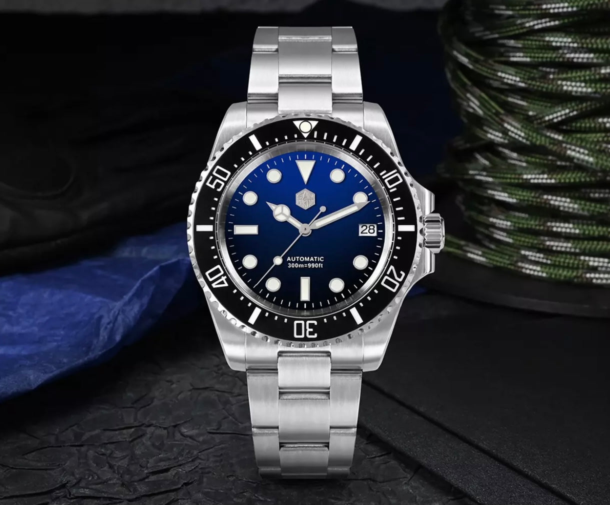 San Martin SN0111 Automatic Dive Watch | Silver Deep Sea Dial Submariner Style Men’s Watch | Discontinued Model