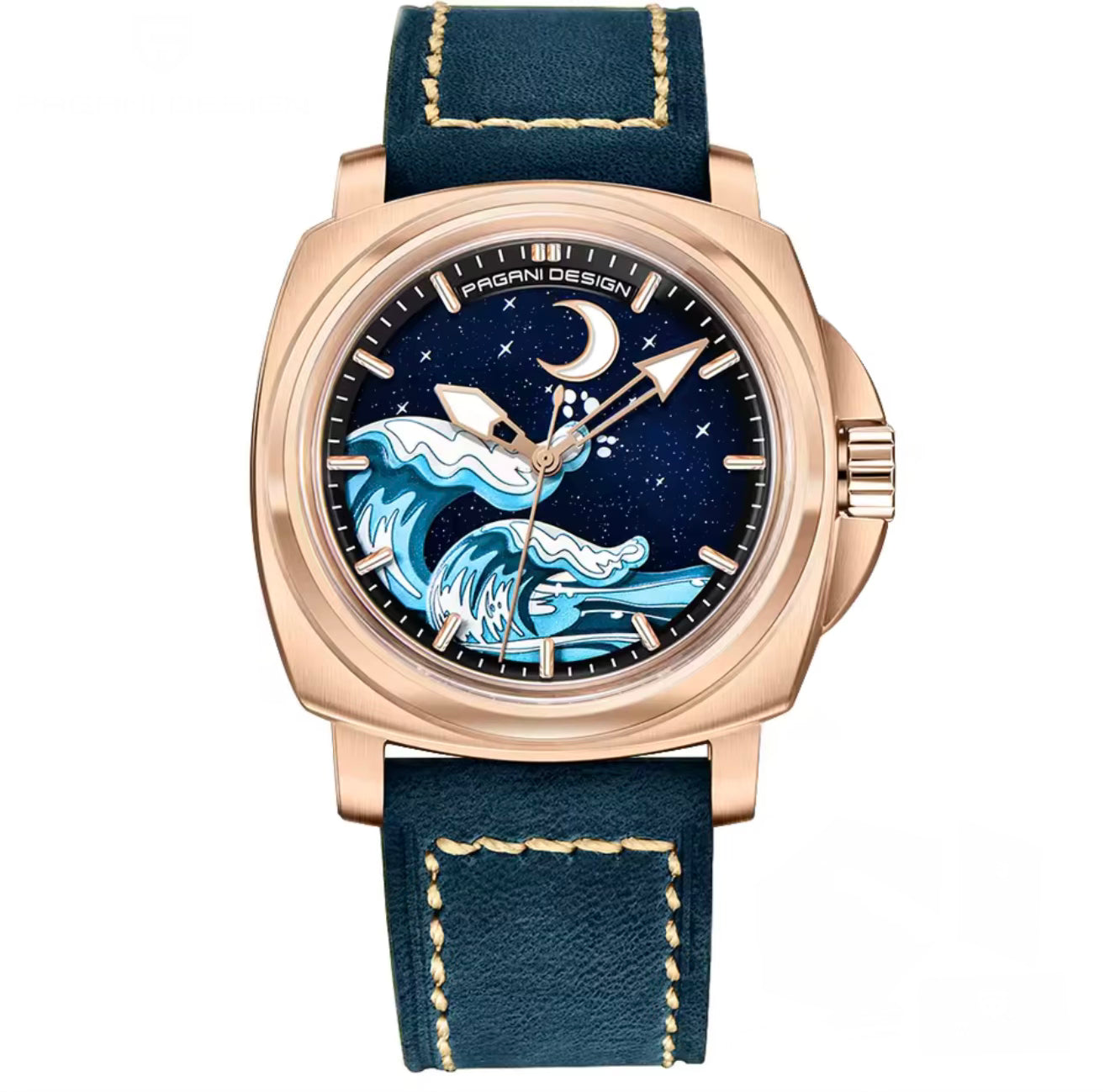 Pagani Design PDYS014 Blue Rose Gold | Submersible Ocean | Automatic NH35 Watch – Sapphire Crystal | 43mm Mechanical Luxury Men’s Watch | 100M Waterproof
