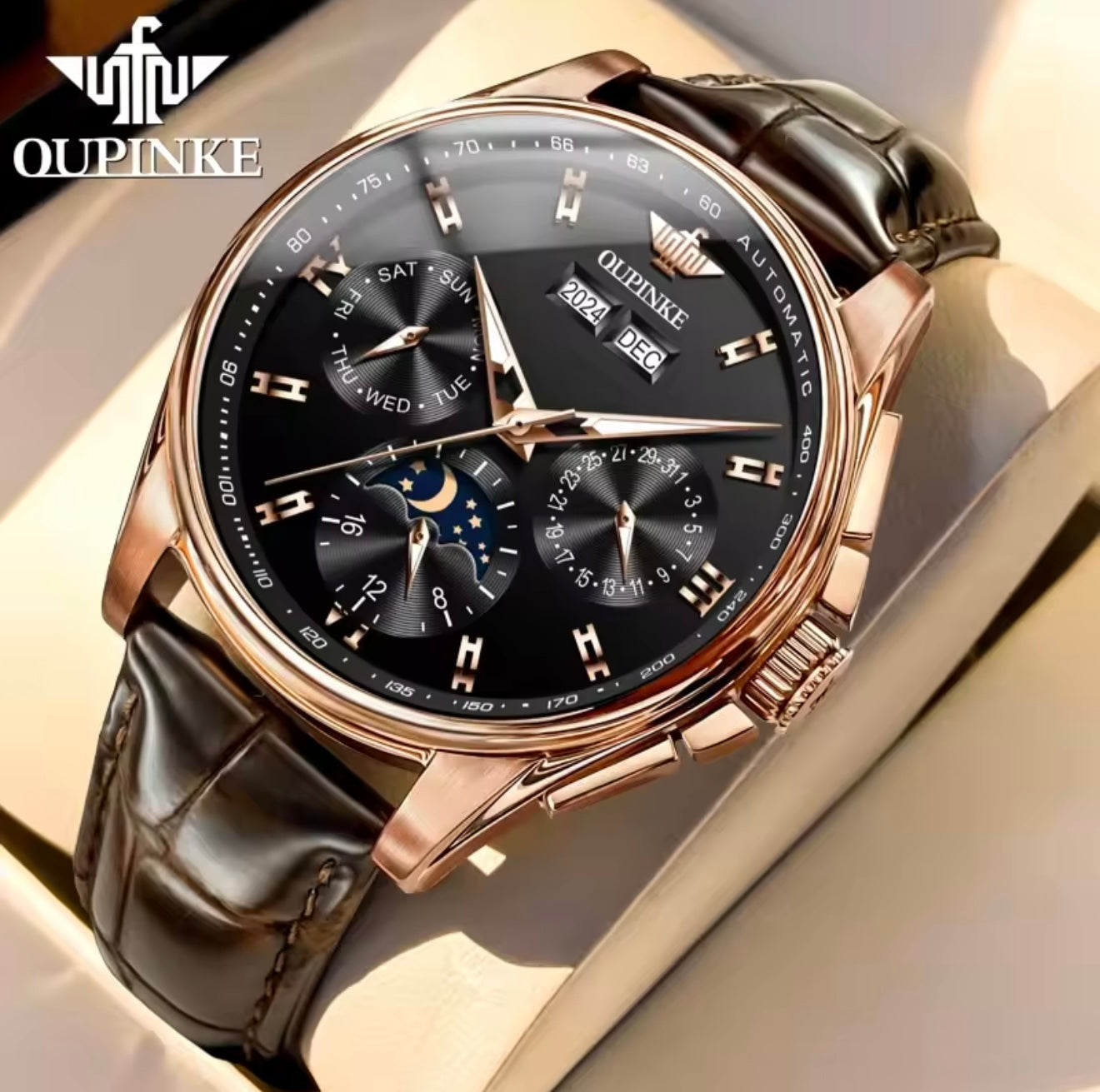 Oupinke Calendar Moonphase Automatic (Brown) 3189