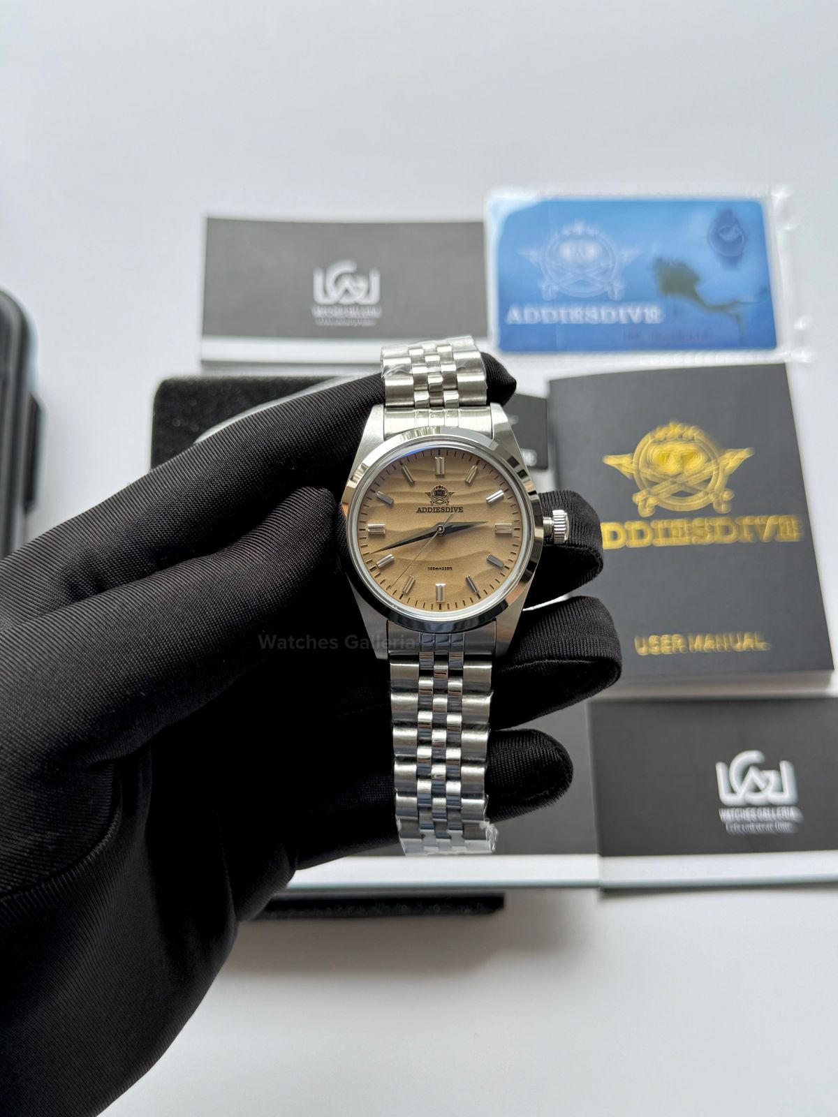 Addiesdive AD2030 Desert Sand Dial Jubilee Bracelet Limited Edition Unisex Watch AD2030 | 36mm Quartz Japan VH31 | 100M Water Resistant