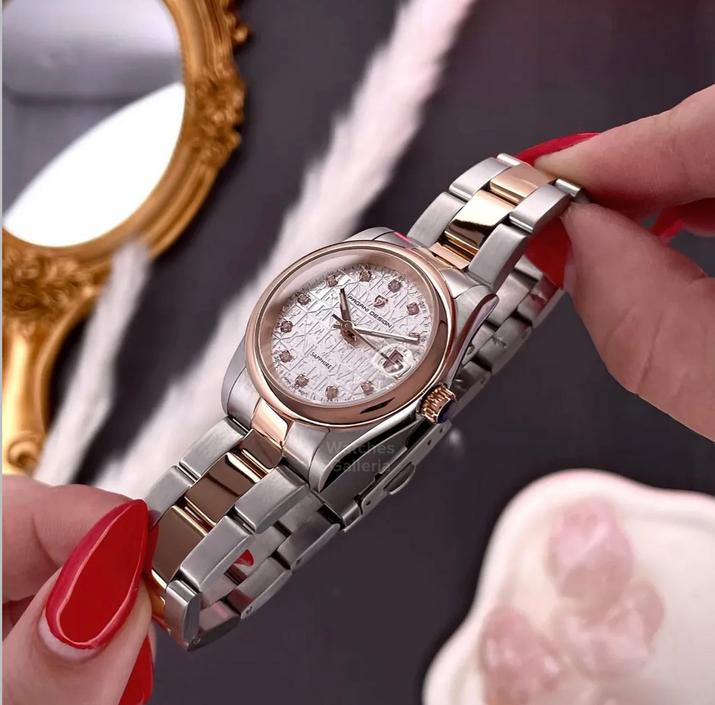 Pagani Design PD1794L Ladies Oyster Perpetual Date Two tone Dial Watch in Pakistan – 31mm Elegant Stainless Steel Quartz Luxury Watch