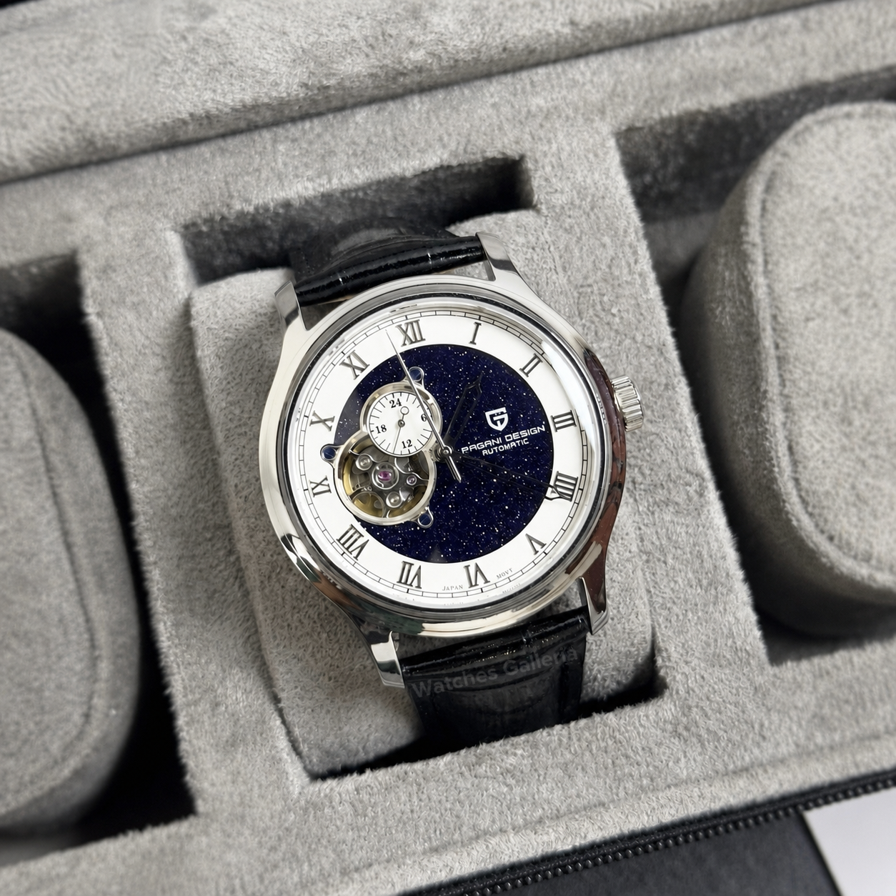 Pagani Design PDys015 Stardust Open Heart Automatic Watch – 41mm NH39A, Sapphire Crystal, 100M Water Resistant, Open Heart Skeleton Dial (Black/Blue)