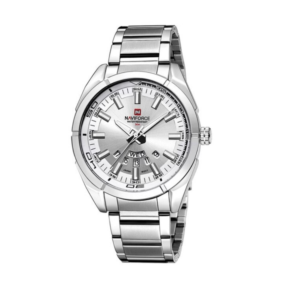 Naviforce NF9038M Original Men’s Watch Silver – Japanese Movement, Mineral Glass & Water Resistant