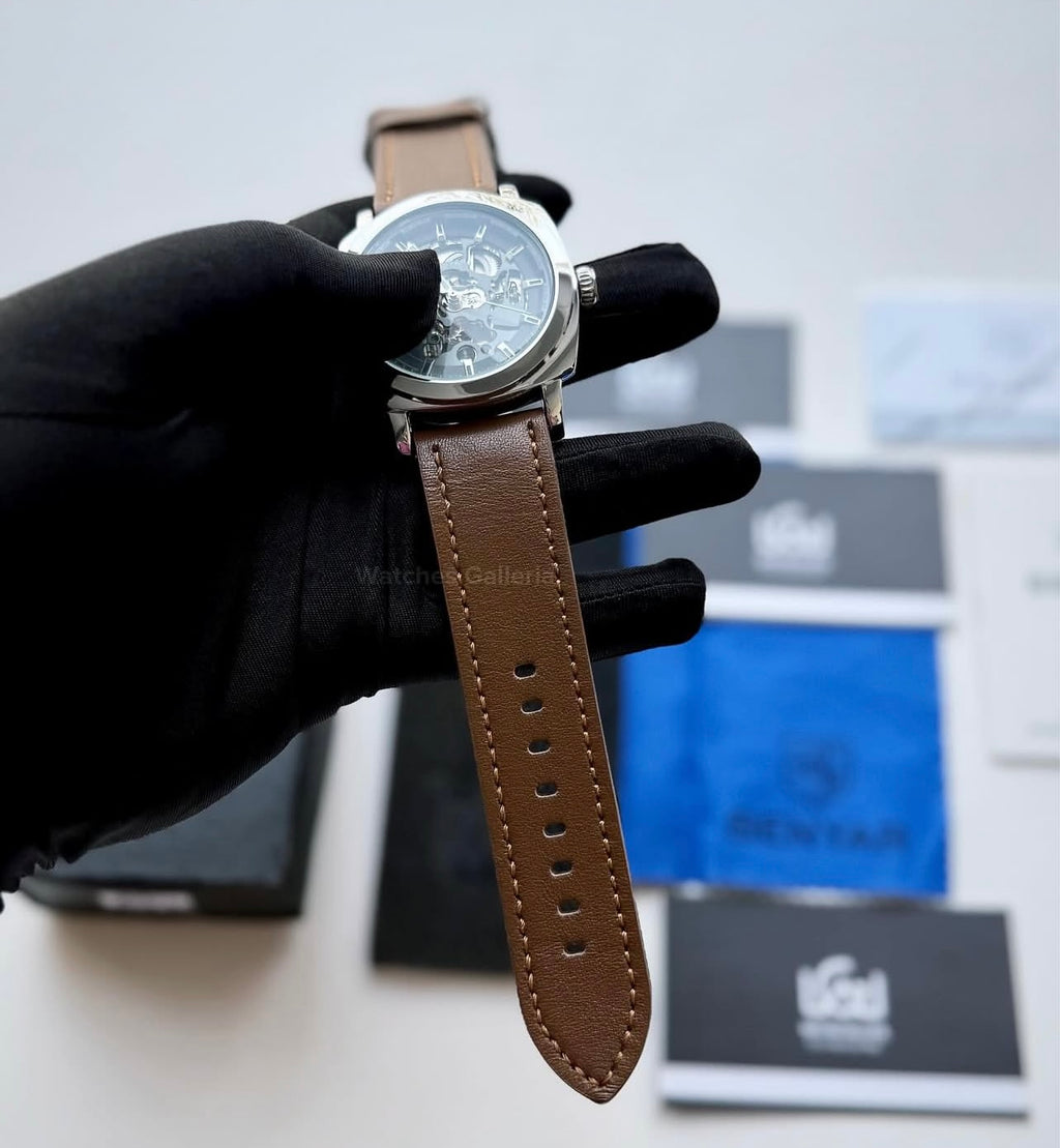 Benyar BY5121 Skeleton Automatic Watch (Silver Brown) Benyar in Pakistan