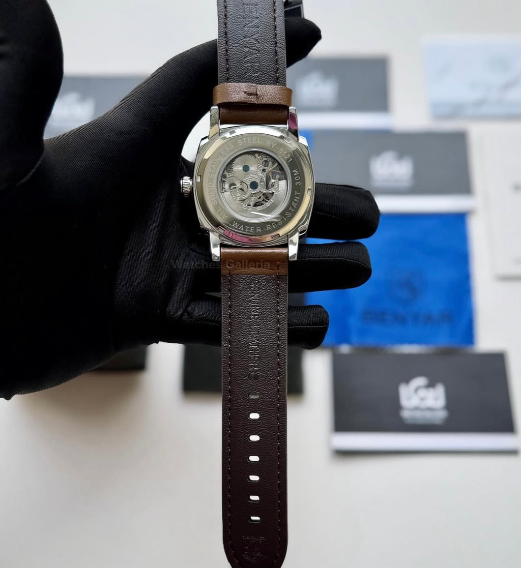 Benyar BY5121 Skeleton Automatic Watch (Silver Brown) Benyar in Pakistan