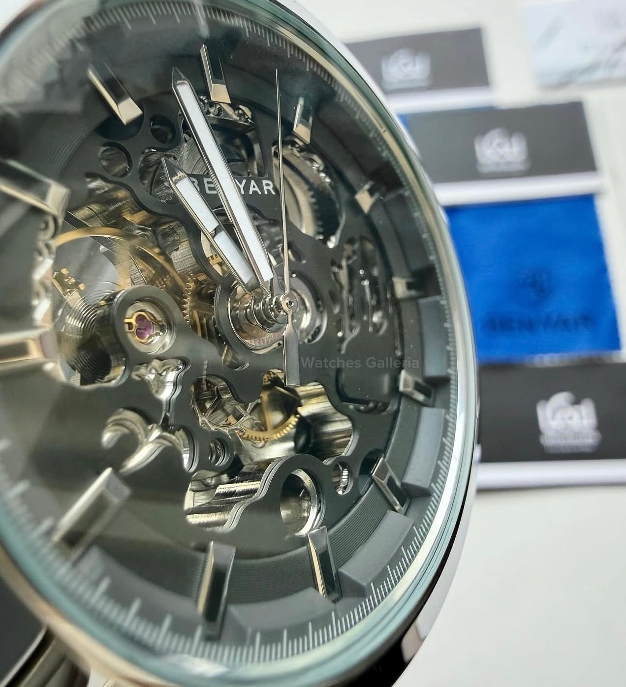 Benyar BY5121 Skeleton Automatic Watch (Silver Brown) Benyar in Pakistan