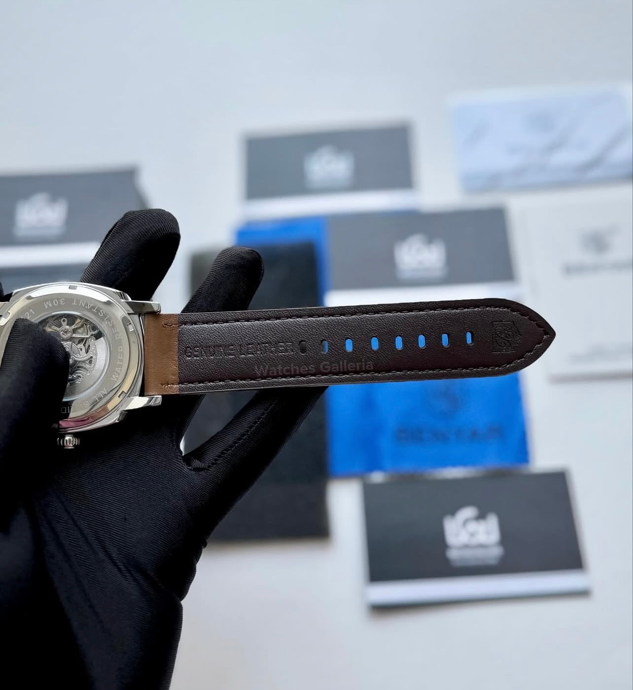 Benyar BY5121 Skeleton Automatic Watch (Silver Brown) Benyar in Pakistan