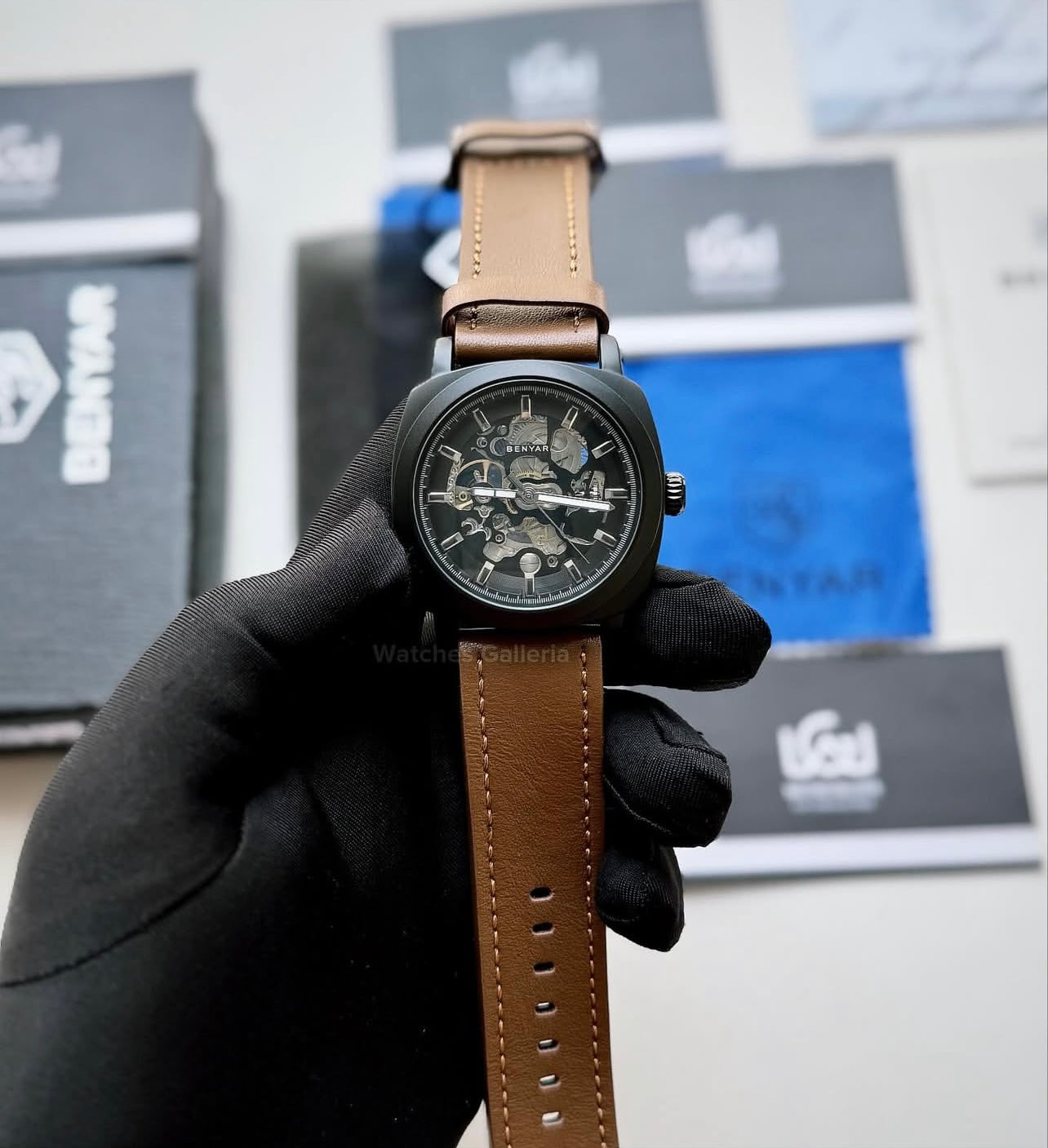 Benyar BY5121 Skeleton Automatic Watch (Black Brown) Benyar in Pakistan