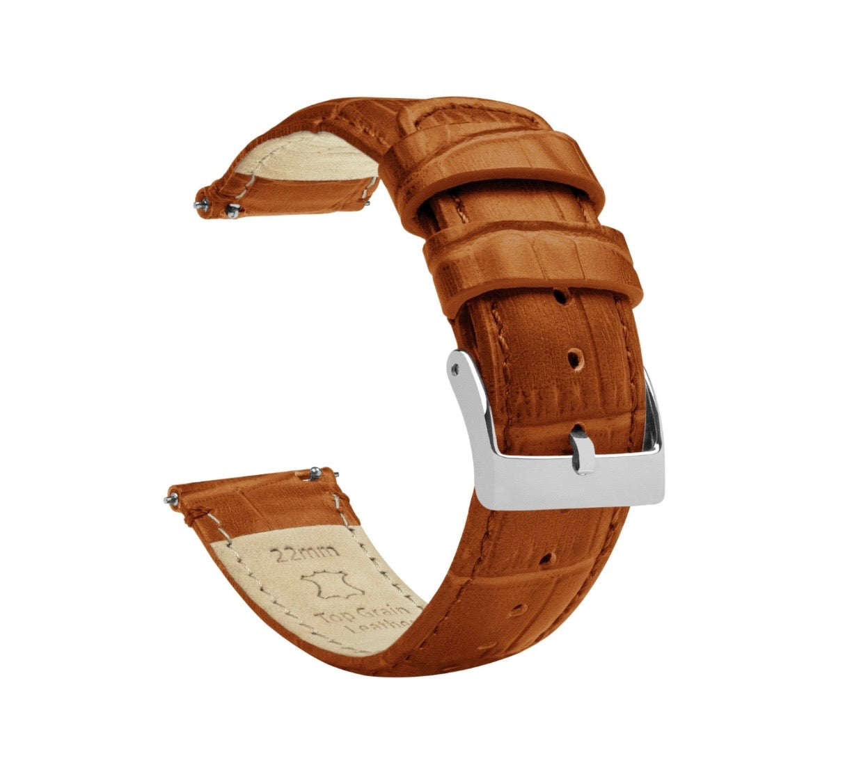 22mm Premium Leather Watch Strap – Elegant Mustard Color