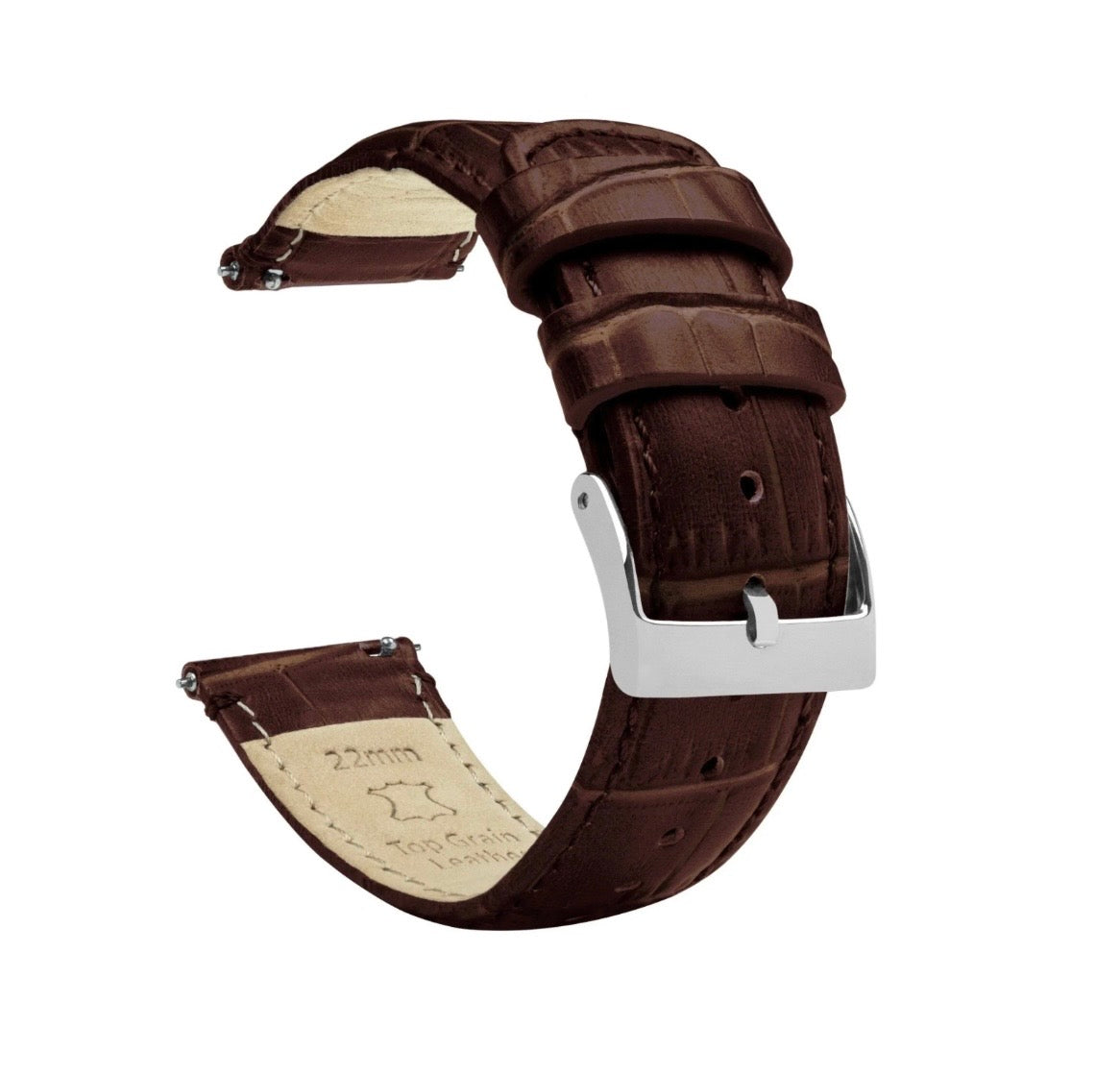 22mm Premium Leather Watch Strap – Dark Brown