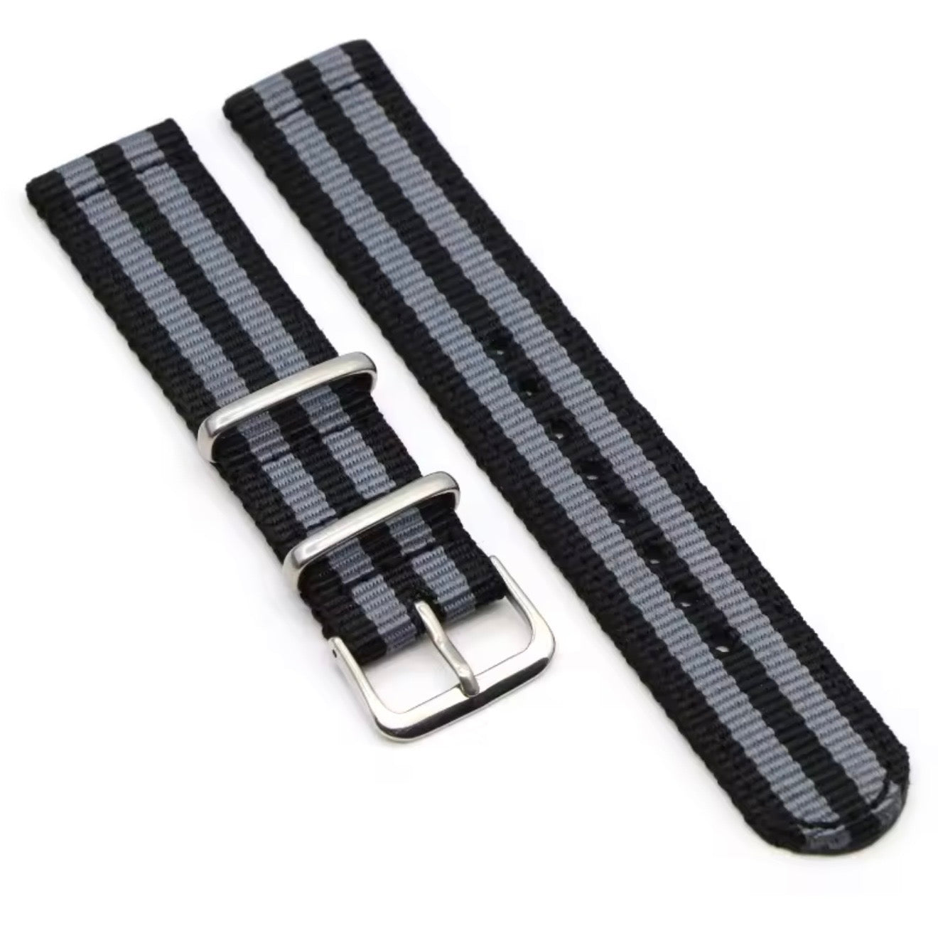 Premium NATO Strap 20mm 22mm Black Grey – Nylon Military Style Watch Band | Stainless Steel Buckle