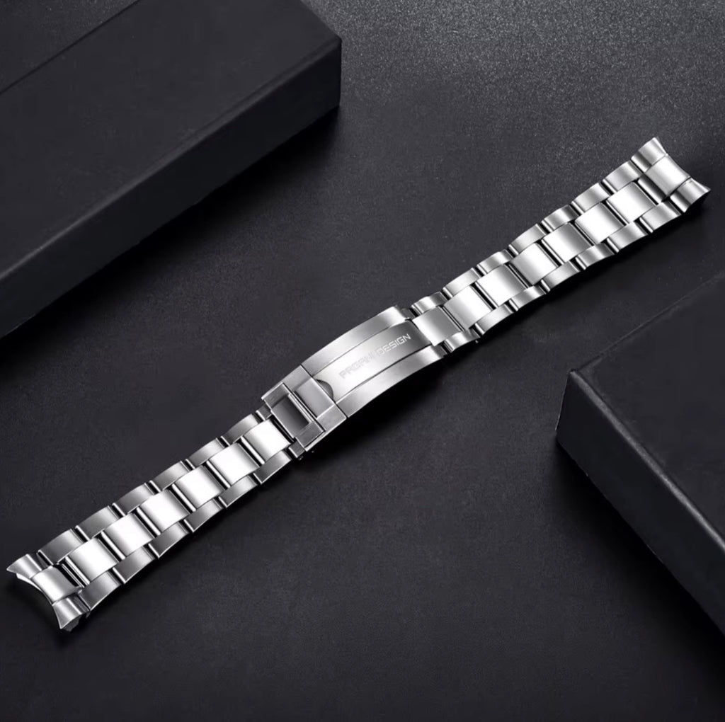 PAGANI DESIGN 20MM OYSTER BRACELET – BRUSHED &amp; POLISHED 316L STAINLESS STEEL WATCH BAND