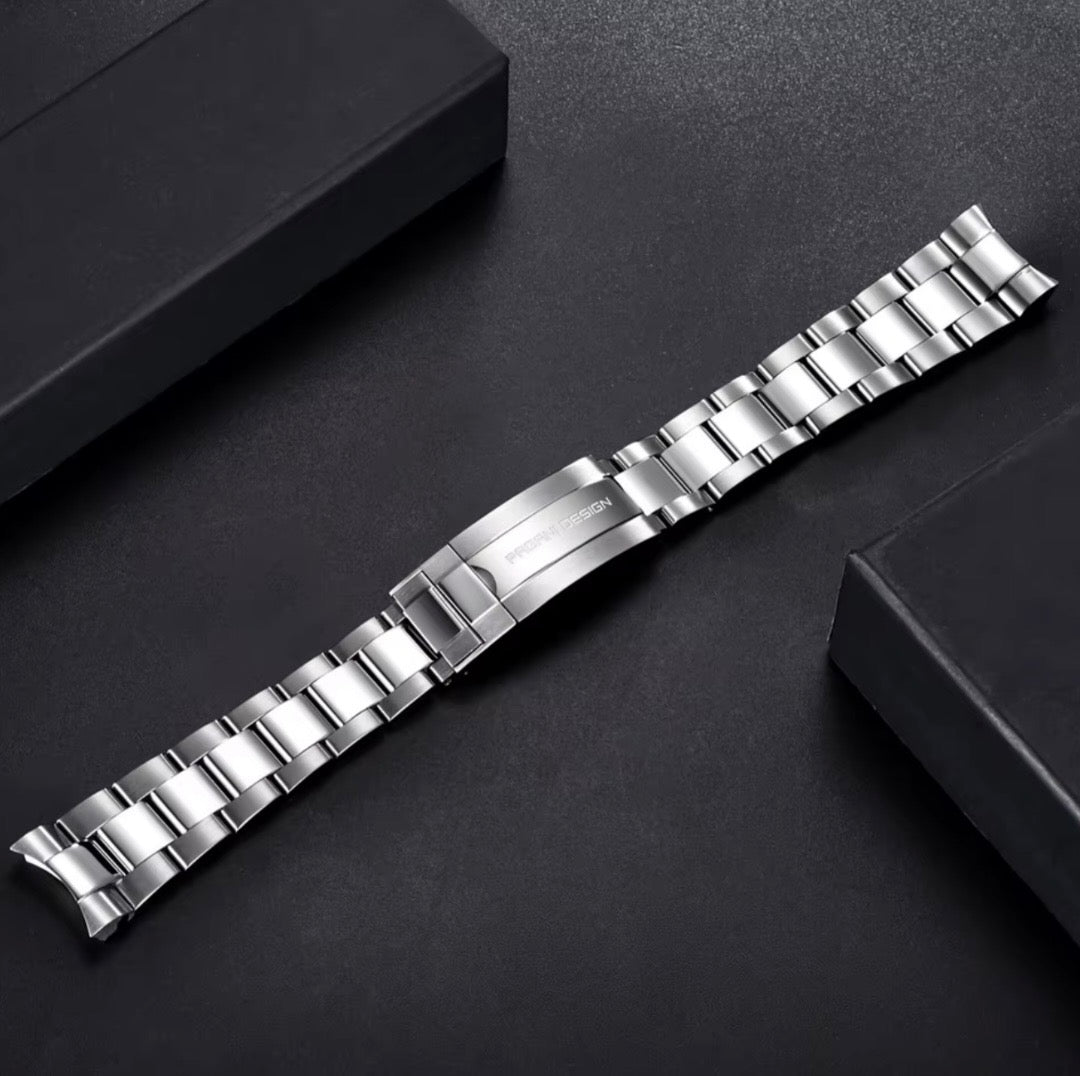 PAGANI DESIGN 20MM OYSTER BRACELET – BRUSHED &amp; POLISHED 316L STAINLESS STEEL WATCH BAND