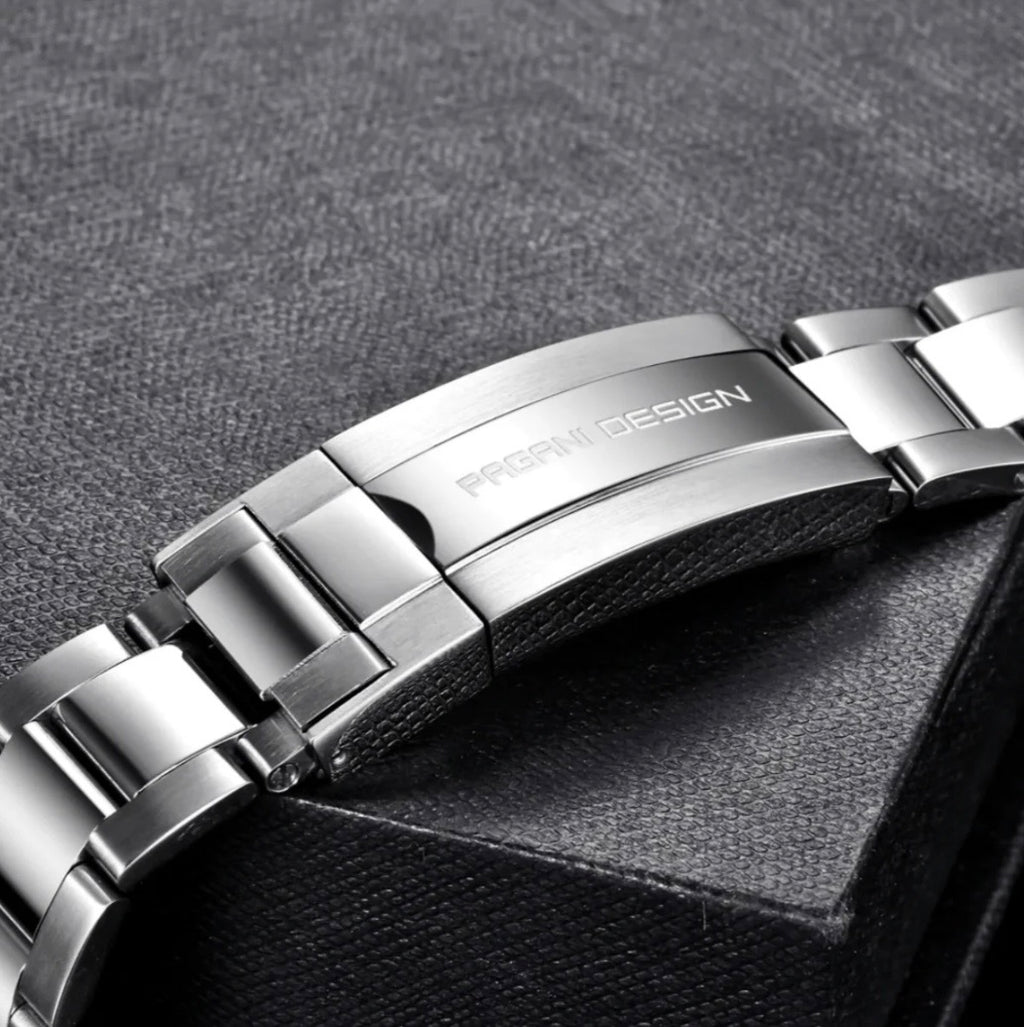 PAGANI DESIGN 20MM OYSTER BRACELET – BRUSHED &amp; POLISHED 316L STAINLESS STEEL WATCH BAND