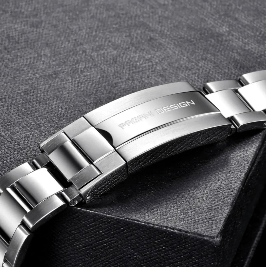 PAGANI DESIGN 20MM OYSTER BRACELET – BRUSHED &amp; POLISHED 316L STAINLESS STEEL WATCH BAND