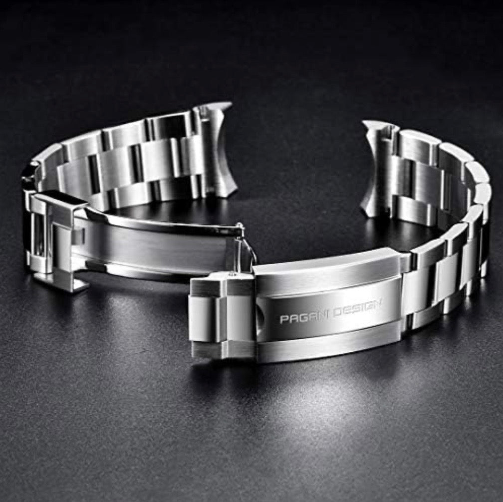 PAGANI DESIGN 20MM OYSTER BRACELET – BRUSHED &amp; POLISHED 316L STAINLESS STEEL WATCH BAND