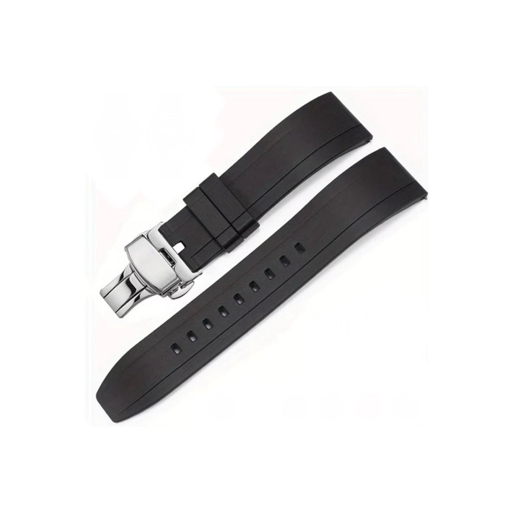 24mm Premium Silicon Strap |  Fluoro Rubber (FKM) Silicone Watch Strap with Quick Release Pins & Master Lock Buckle Durable, Waterproof & Sport Ready