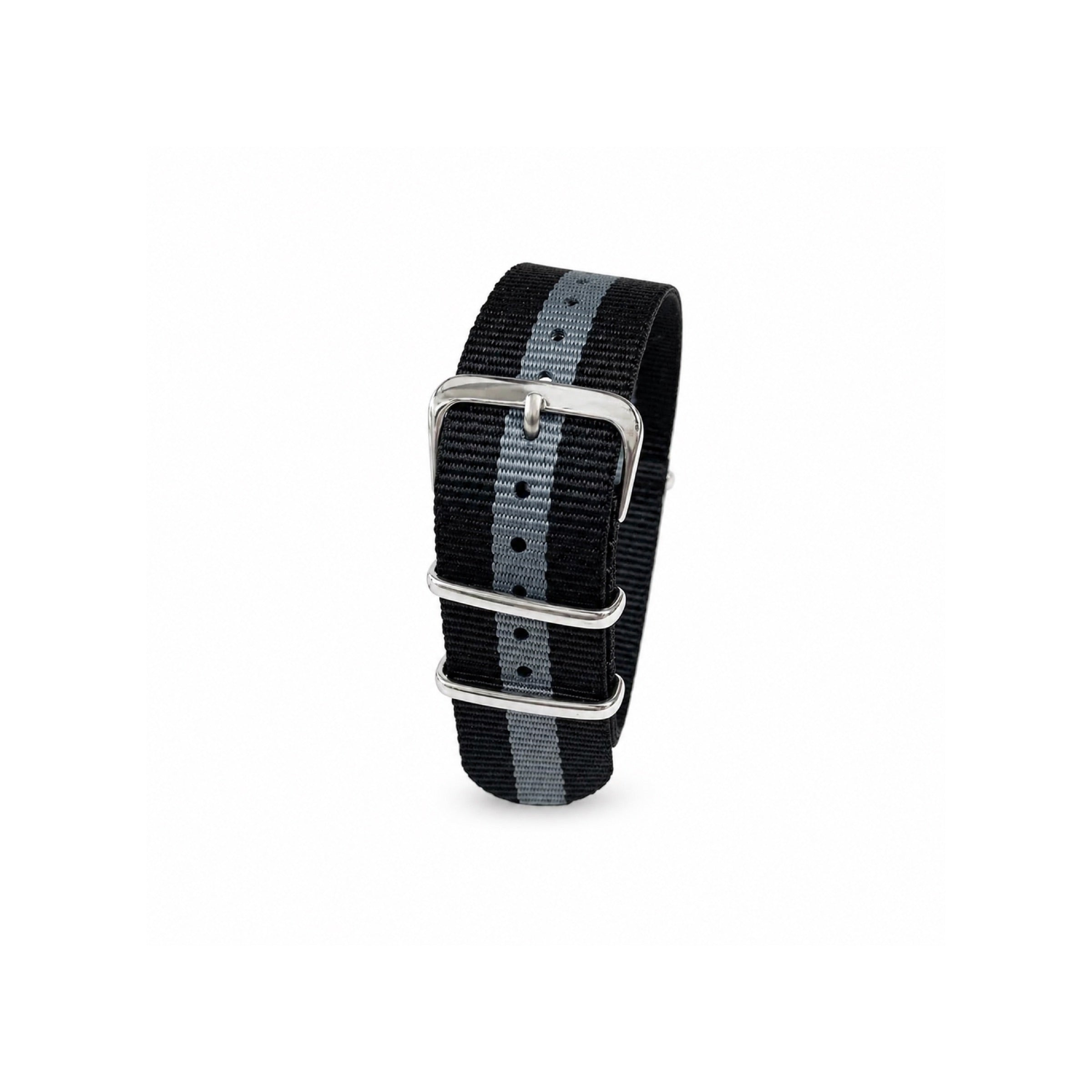 Premium NATO Strap Black & Grey Striped Nylon Watch Band in Pakistan – 18mm 20mm 22mm Bond Style Military Durable Replacement Strap for Men’s Watches