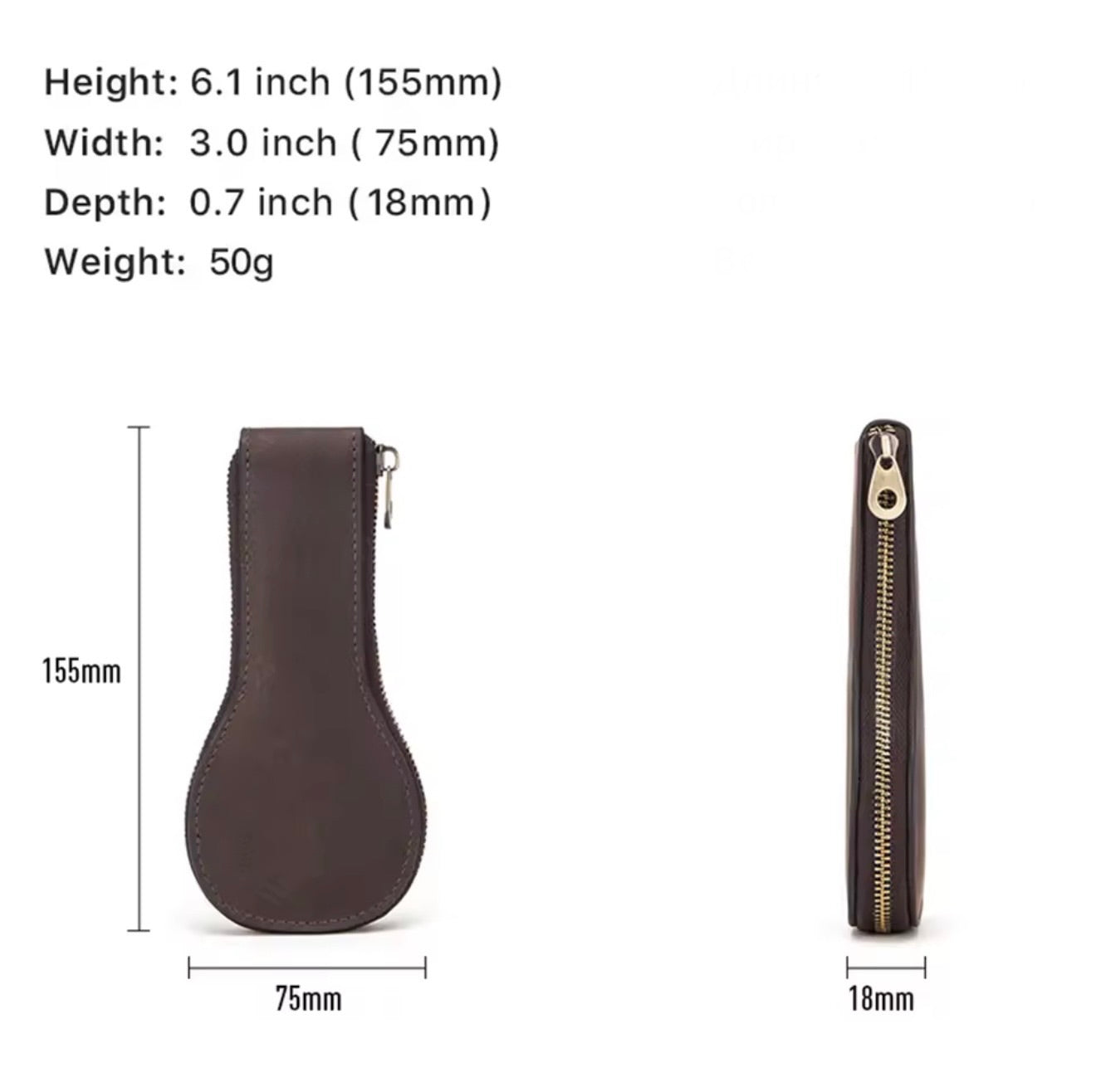 Premium Genuine Cow Leather Travel Watch Case – Single Watch Storage Pouch with Zipper Closure | Vintage Brown Watch Carry Case