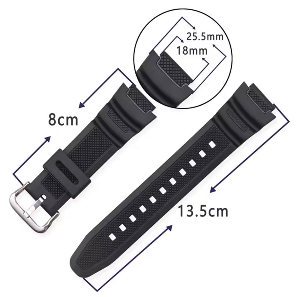 Premium Silicone Replacement Strap for Casio AE-1000 AE-1100 AE-1200 AE-1300 W-218H W-800H AQ-S800 MRW-200H | Durable Resin Watch Band