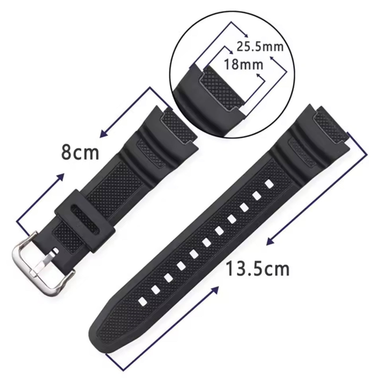 Premium Silicone Replacement Strap for Casio AE-1000 AE-1100 AE-1200 AE-1300 W-218H W-800H AQ-S800 MRW-200H | Durable Resin Watch Band