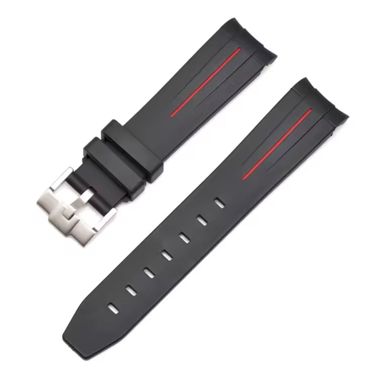 Silicone Watch Strap Premium Quality (Black Red) 20mm in Pakistan – Soft Flexible Waterproof Rubber Quick Release Watch Band for Men & Women