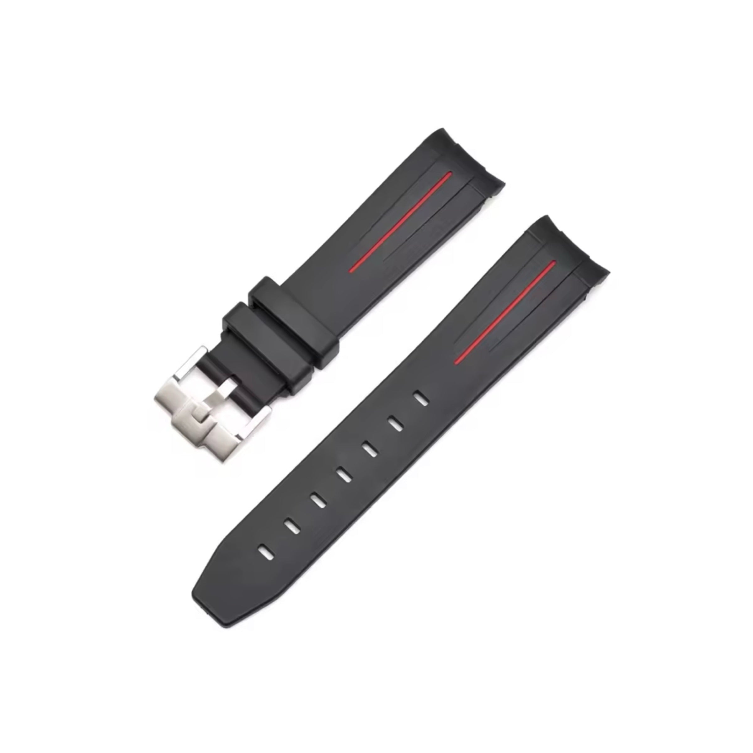 Silicone Watch Strap Premium Quality (Black Red) 20mm in Pakistan – Soft Flexible Waterproof Rubber Quick Release Watch Band for Men & Women