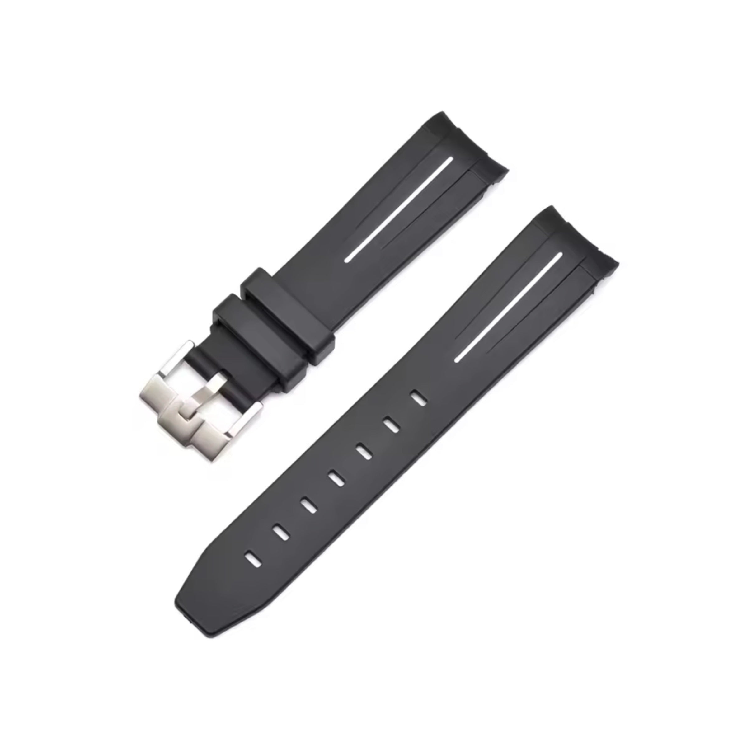 Silicone Watch Strap Premium Quality (Black White) 20mm in Pakistan – Soft Flexible Waterproof Rubber Quick Release Watch Band for Men & Women