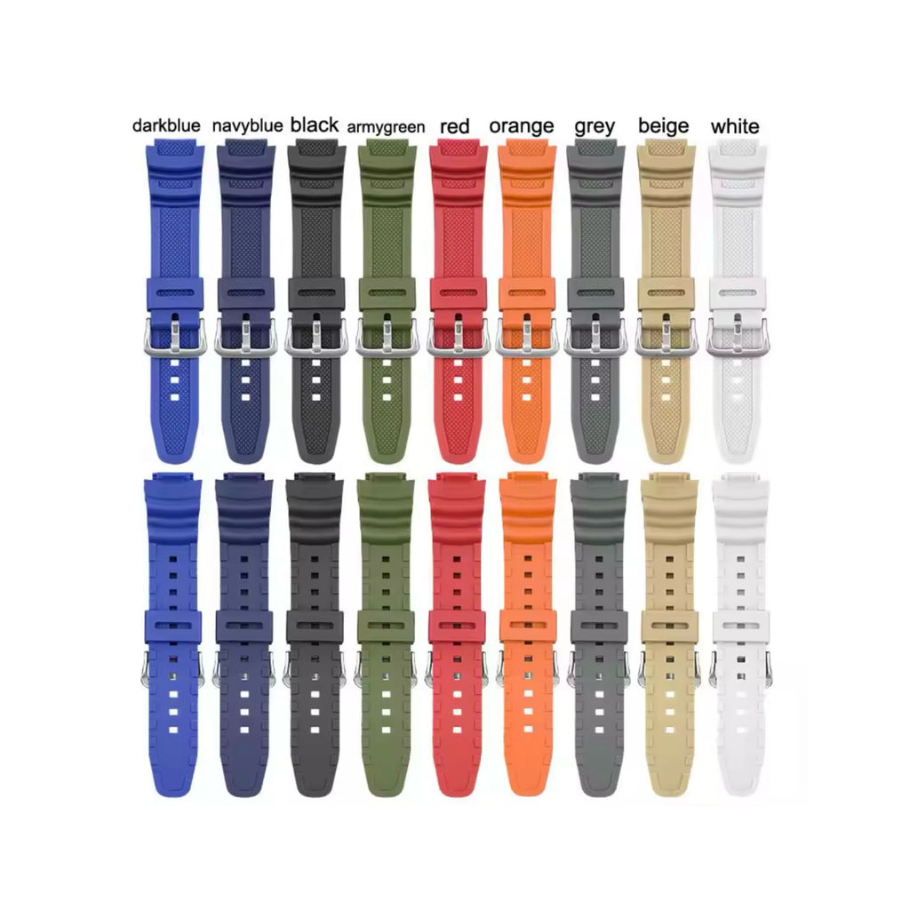 Premium Silicone Replacement Strap for Casio AE-1000 AE-1100 AE-1200 AE-1300 W-218H W-800H AQ-S800 MRW-200H | Durable Resin Watch Band