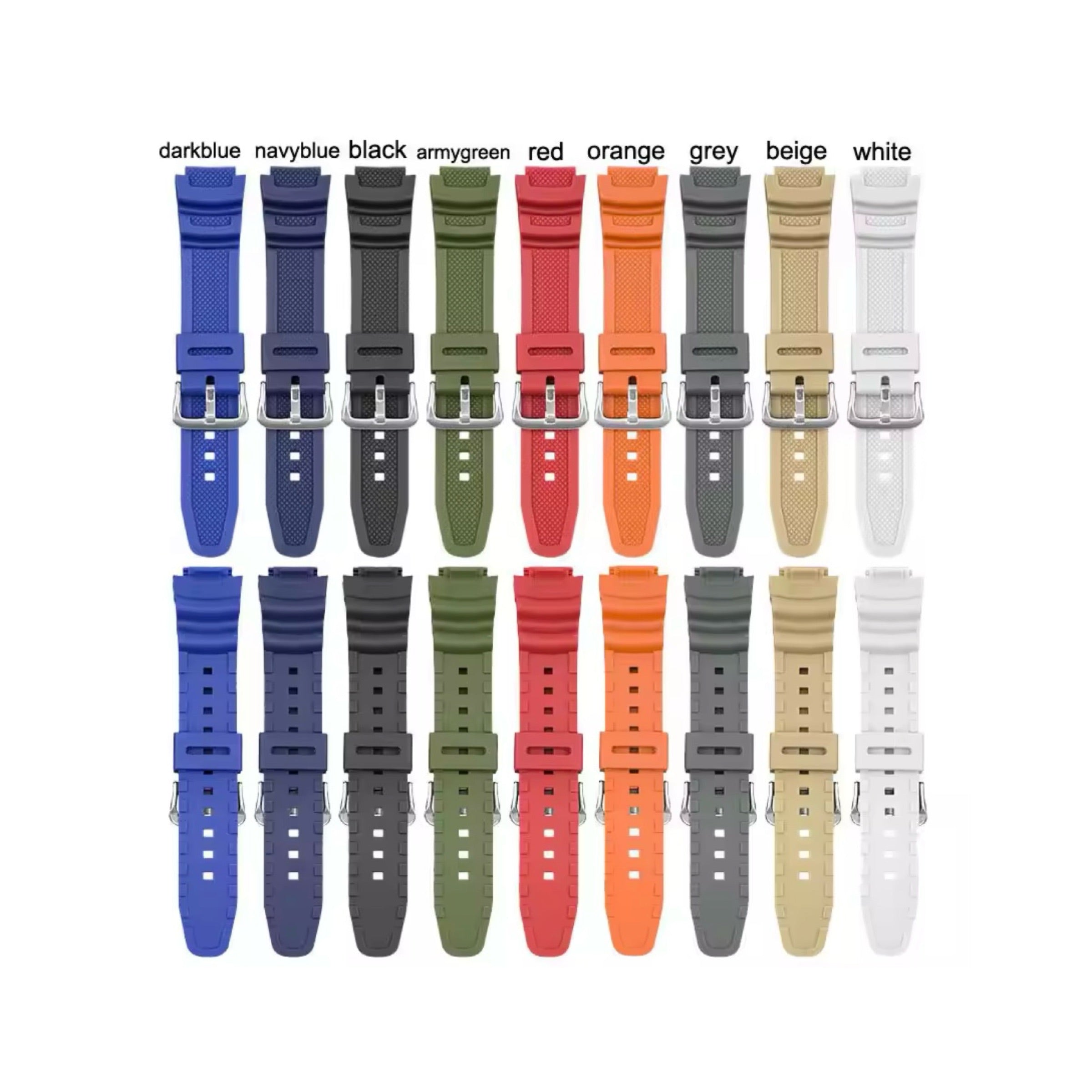 Premium Silicone Replacement Strap for Casio AE-1000 AE-1100 AE-1200 AE-1300 W-218H W-800H AQ-S800 MRW-200H | Durable Resin Watch Band