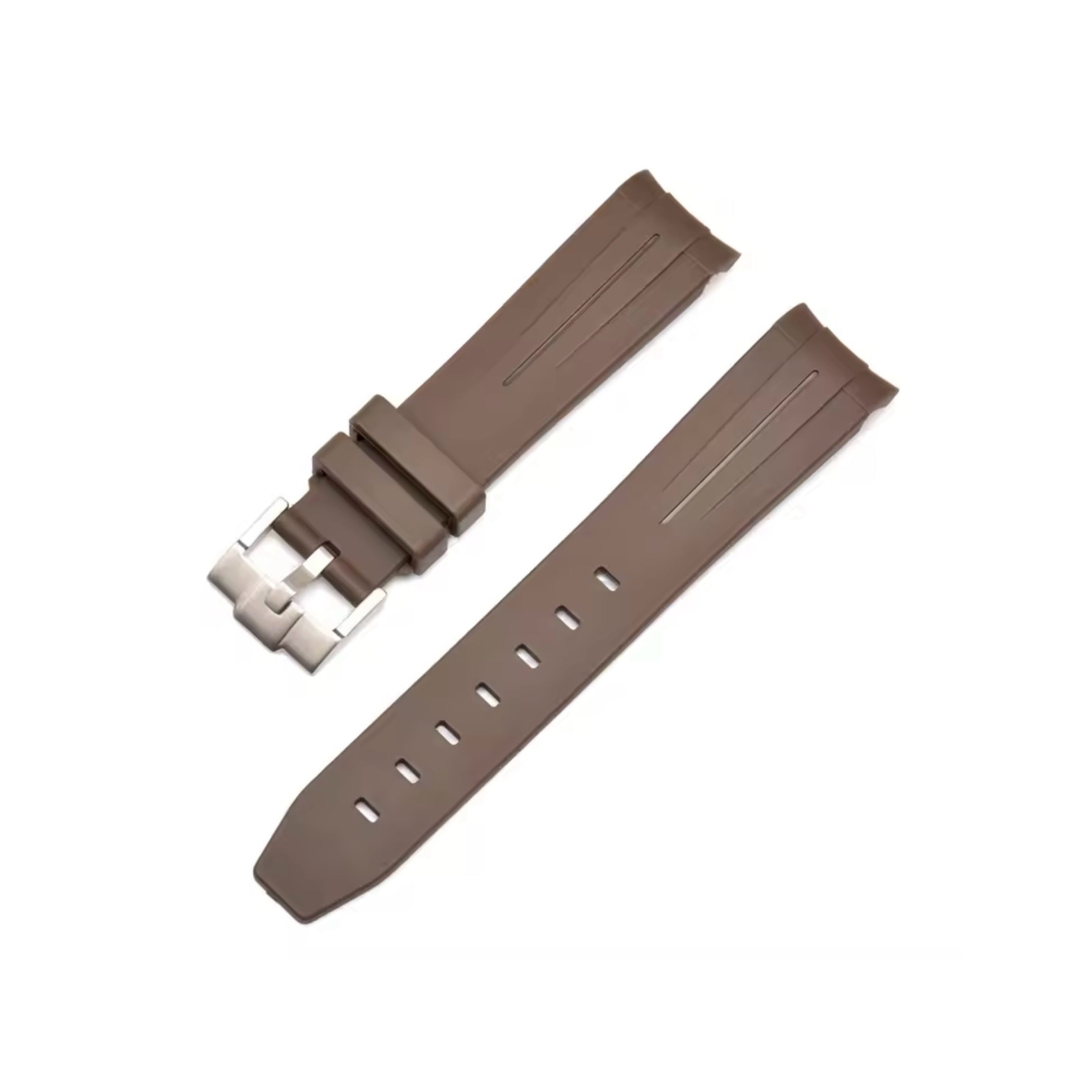 Silicone Watch Strap Premium Quality (Brown-Rose Gold) 20mm in Pakistan – Soft Flexible Waterproof Rubber Quick Release Watch Band for Men & Women