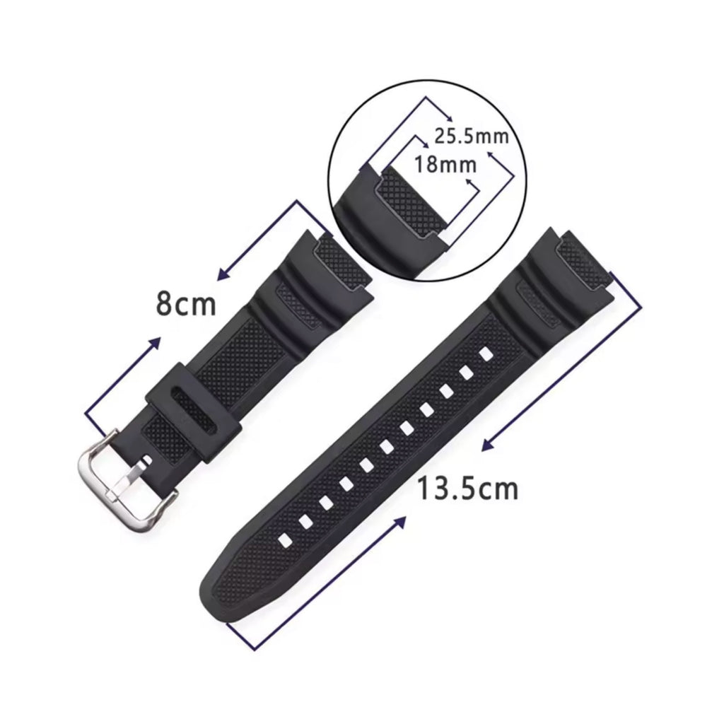 Premium Silicone Replacement Strap for Casio AE-1000 AE-1100 AE-1200 AE-1300 W-218H W-800H AQ-S800 MRW-200H | Durable Resin Watch Band