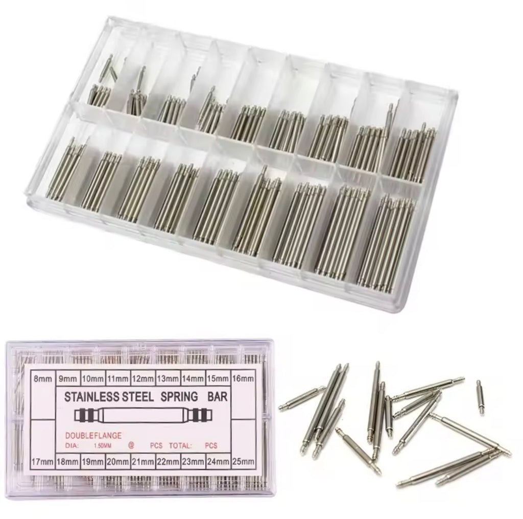 360PCS Watch Spring Bars & Strap Pins Repair Kit Set 8-25mm Stainless Steel Watch Band Link Pins with Spring Bar Remover Tool