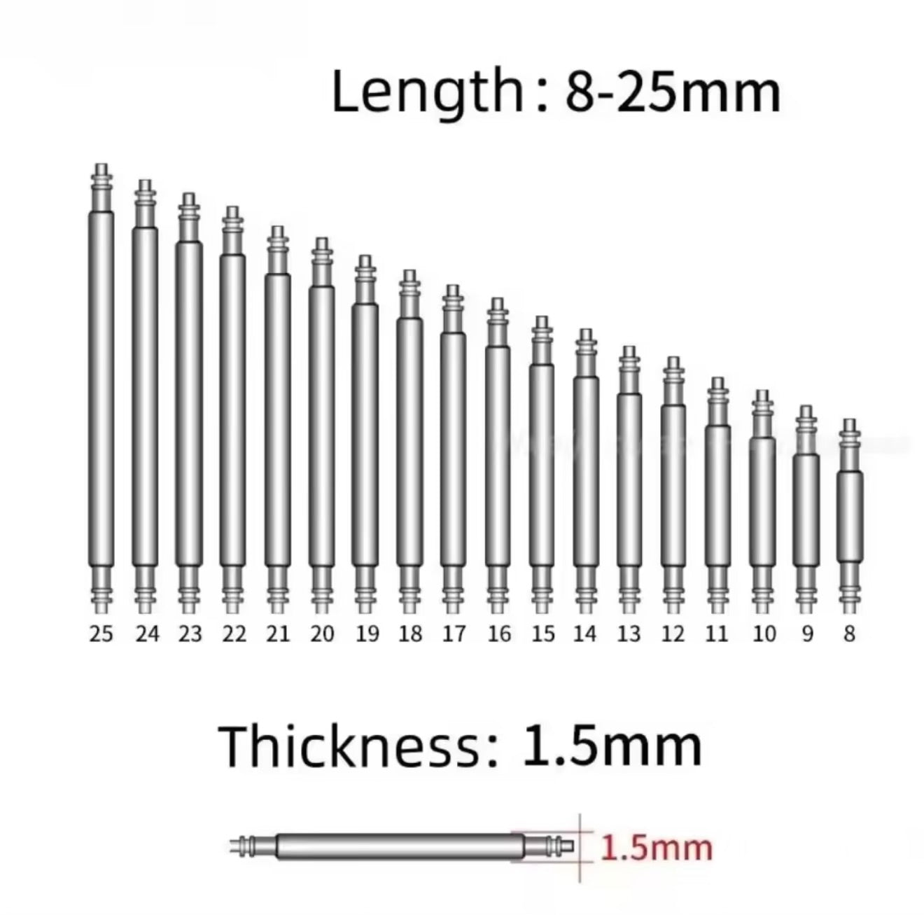 360PCS Watch Spring Bars & Strap Pins Repair Kit Set 8-25mm Stainless Steel Watch Band Link Pins with Spring Bar Remover Tool