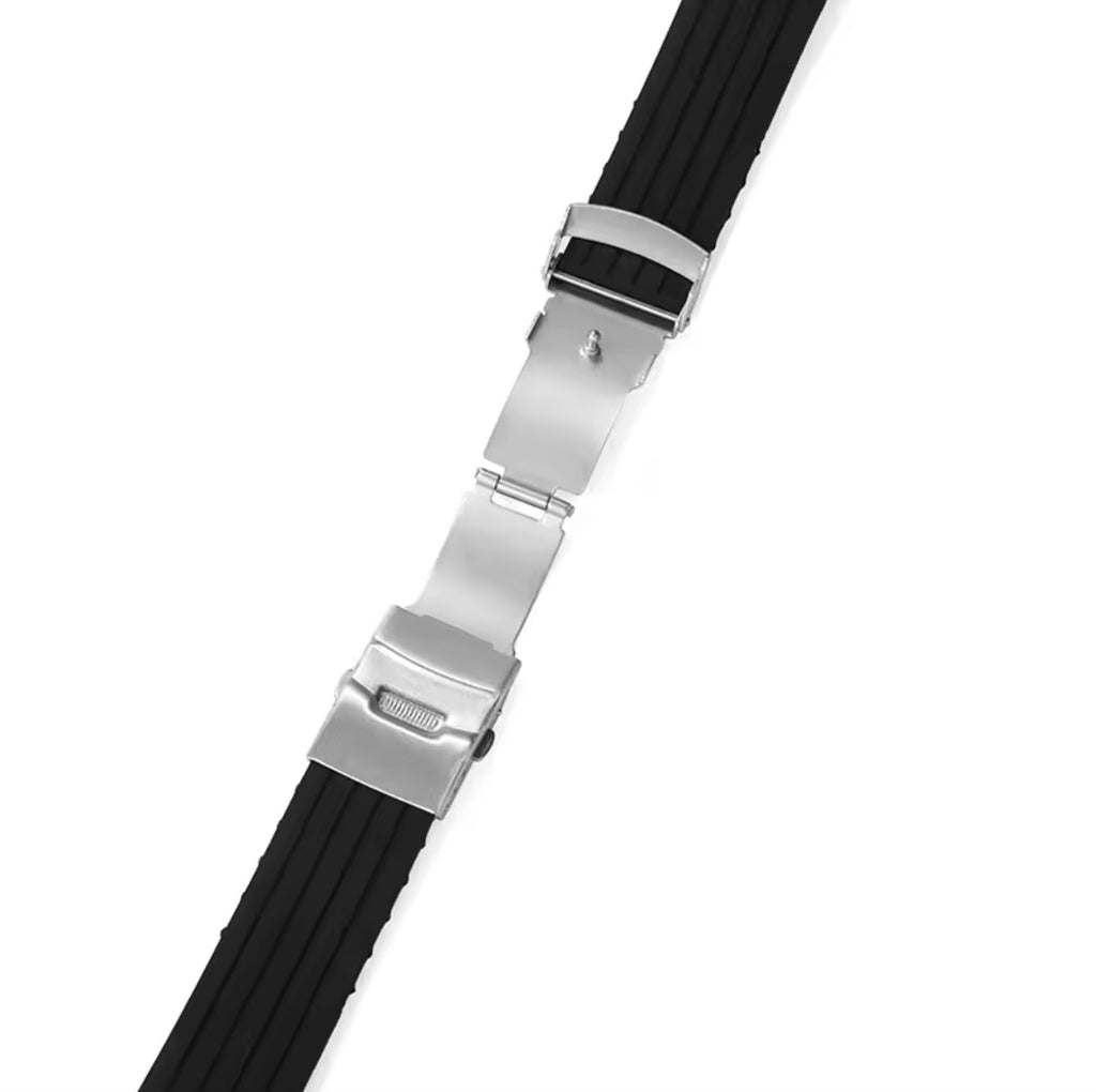 Silicone Watch Strap with Master Lock Clasp & Quick Release Pin – 20mm / 22mm Waterproof Replacement Watch Band
